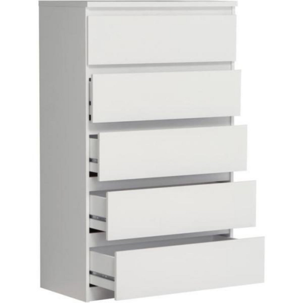 MARKET24 Commode CHELSEA 5 tiroirs - 77,2 cm - Décor blanc mat
