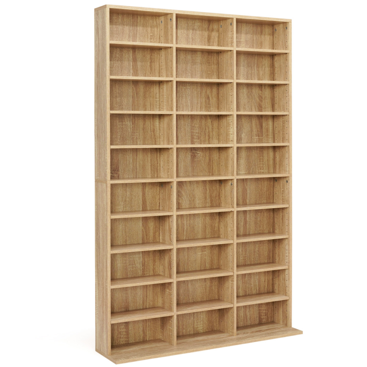 ID MARKET Bibliothèque étagère CD CEYLIA 30 cases avec étagères modulables effet bois