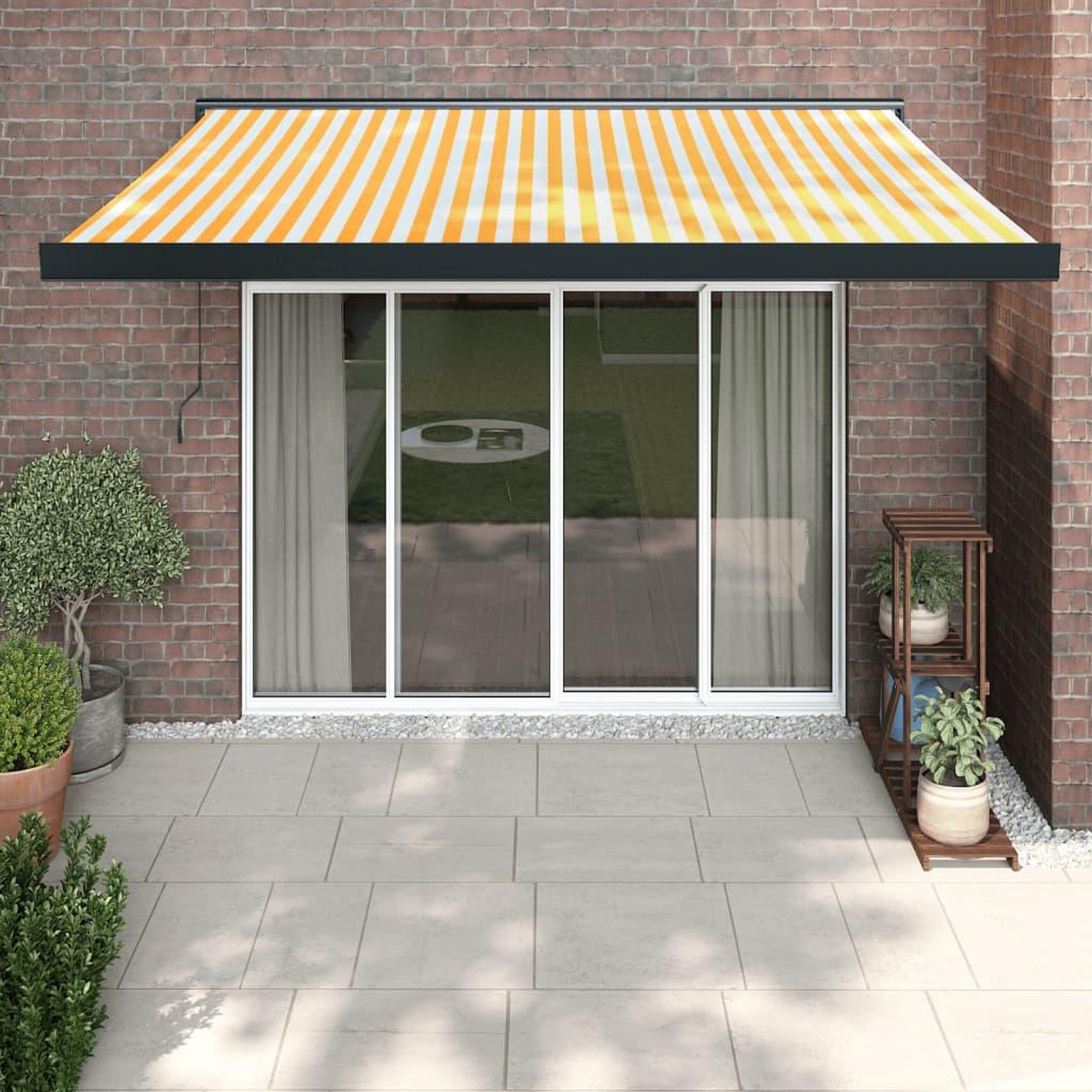 VIDAXL Auvent retractable jaune et blanc 3x2,5 m tissu et aluminium