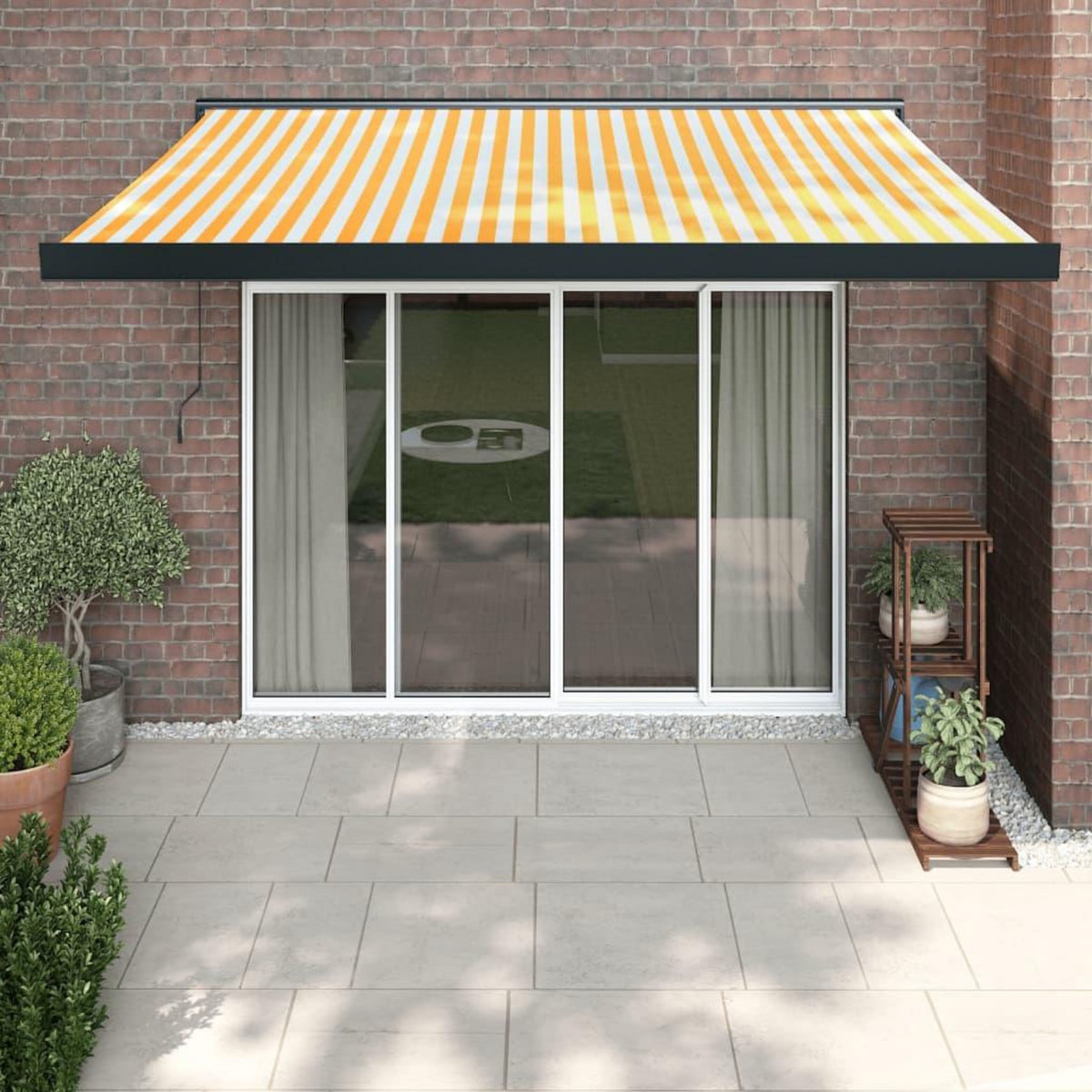 VIDAXL Auvent retractable jaune et blanc 3x2,5 m tissu et aluminium
