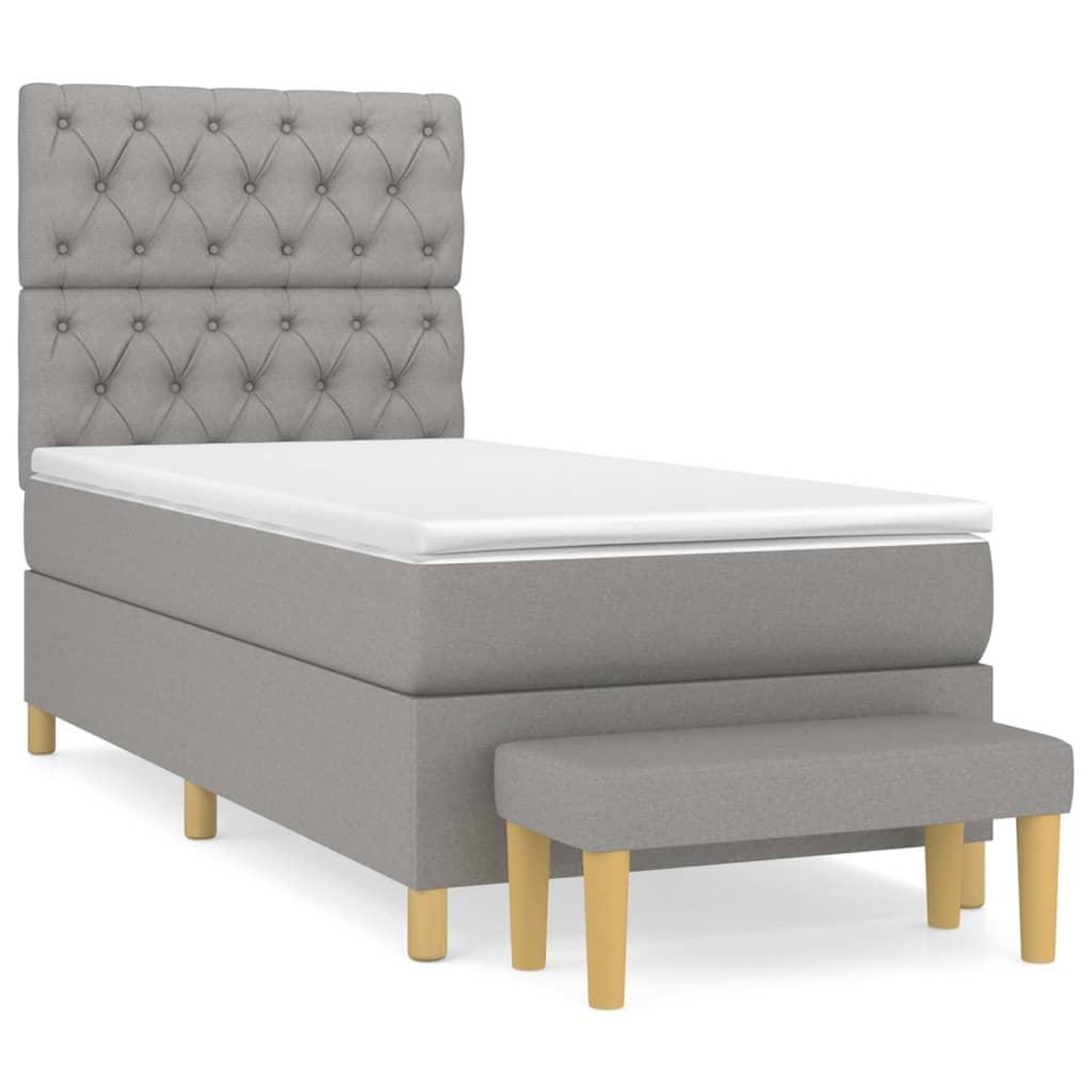 Voir la diapositive 2 : VIDAXL Sommier a lattes de lit avec matelas Gris clair 80x200 cm Tissu