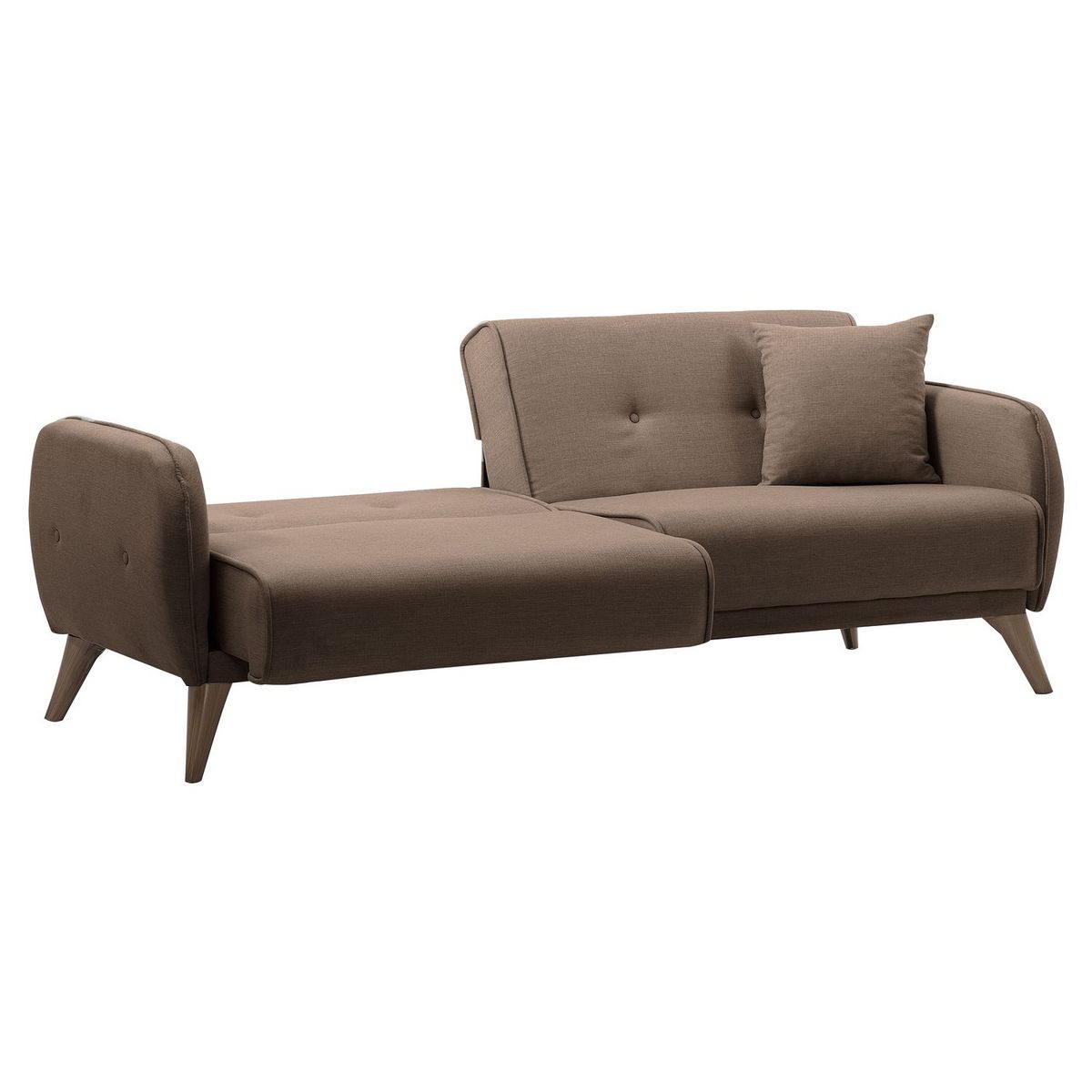 Canapé droit convertible 3 places tissu pieds bois clair BONJO