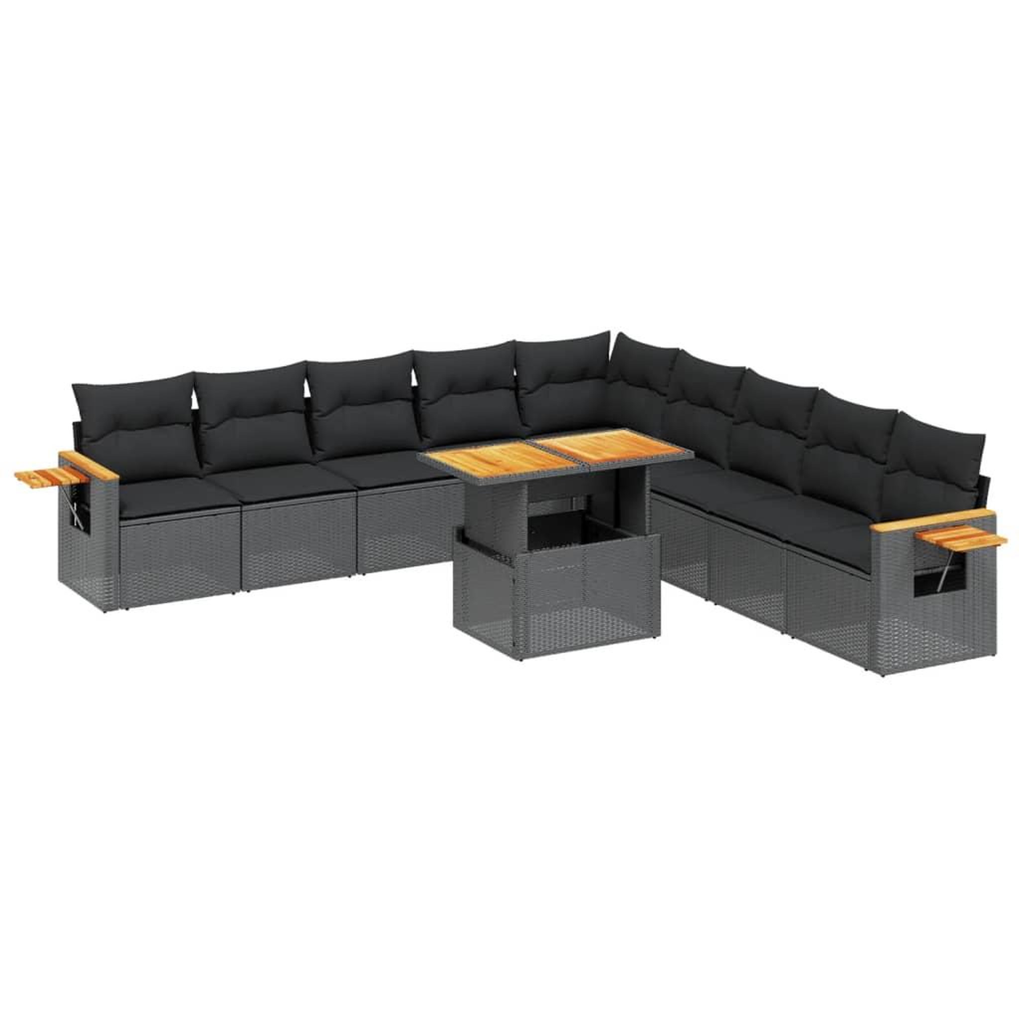 Voir la diapositive 2 : VIDAXL Salon de jardin 11 pcs avec coussins noir resine tressee