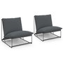 Voir la diapositive 1 : ID MARKET Lot de 2 fauteuils de jardin NAPOLI gris coussins gris anthracite