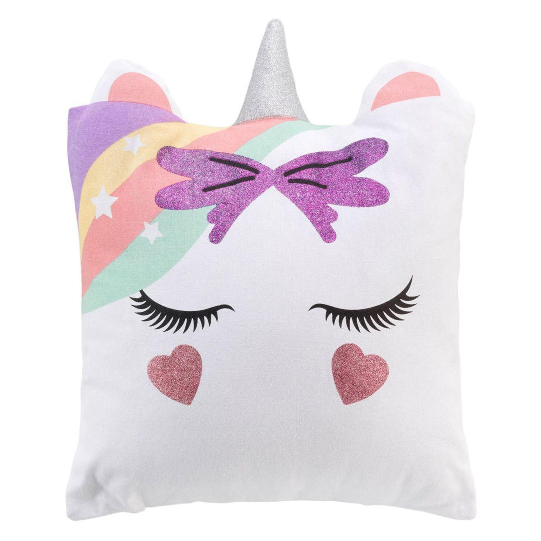 Voir la diapositive 1 : Douceur d'Intérieur Coussin enfant déco  jolie licorne  40x40cm blanc