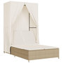 Voir la diapositive 2 : VIDAXL Chaise longue double avec toit et rideaux beige resine tressee