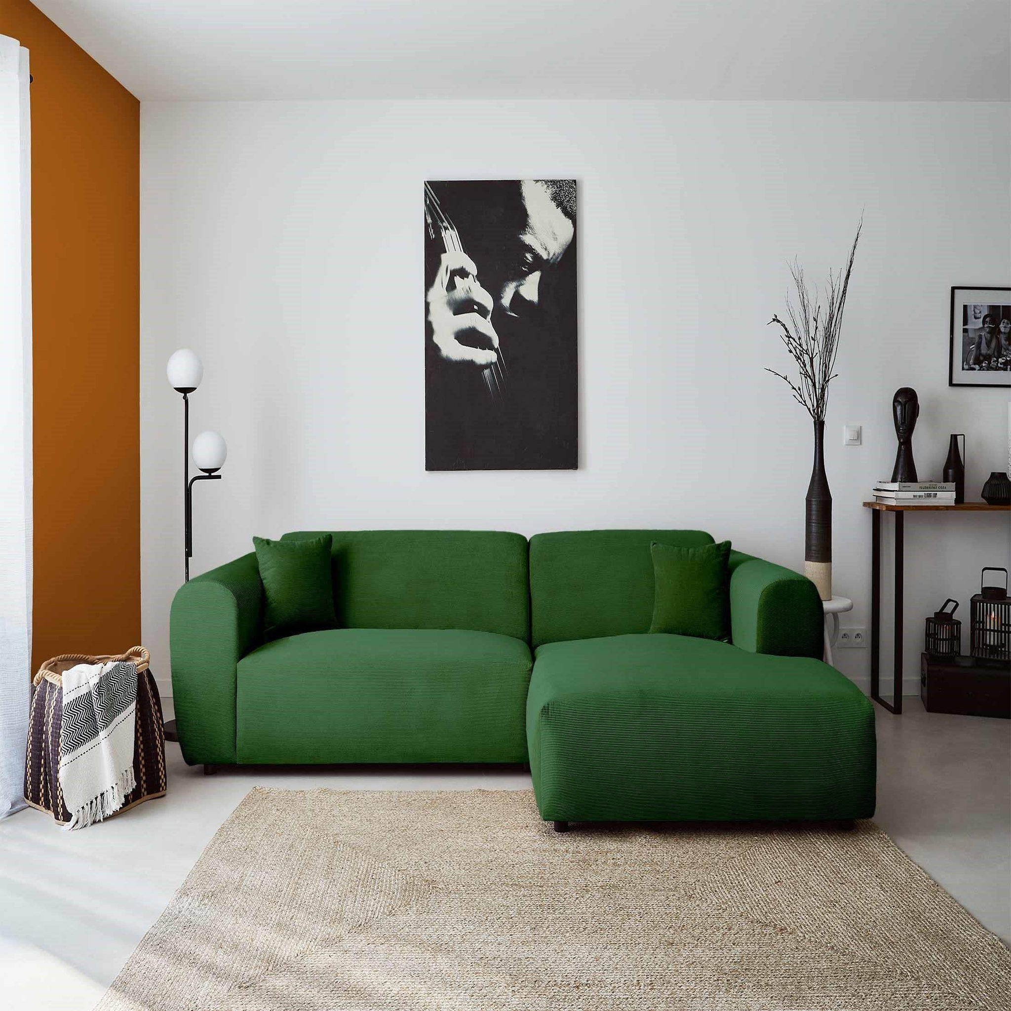 Voir la diapositive 5 : LISA DESIGN Aumance - canapé d'angle droit 4 places - en velours côtelé