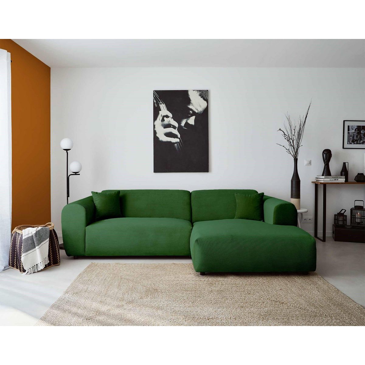 LISA DESIGN Aumance - canapé d'angle droit 4 places - en velours côtelé