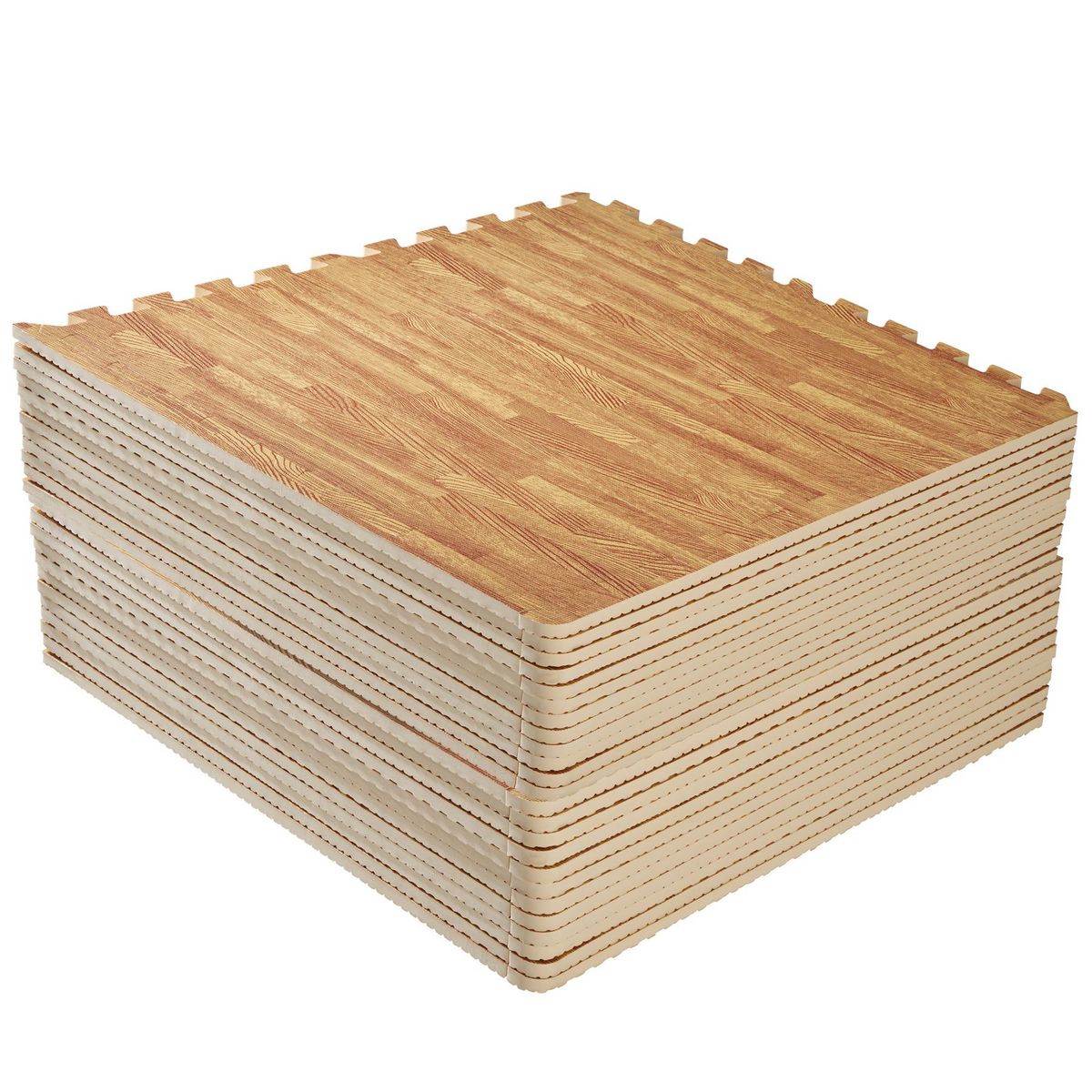 tectake Ensemble de 24 dalles carrées souples et antidérapantes imprimé bois Set de 24