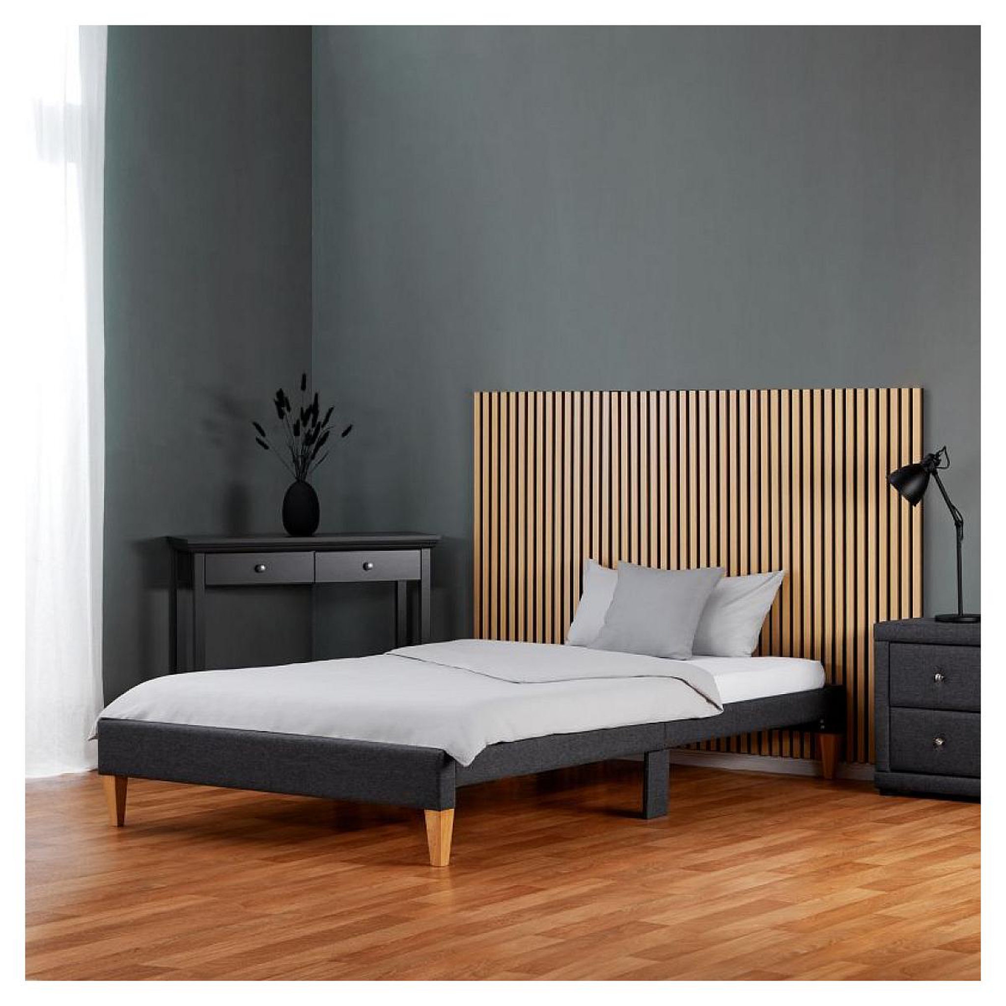 Voir la diapositive 3 : HomeStyle4U Lit capitonné avec matelas sommier  90x200