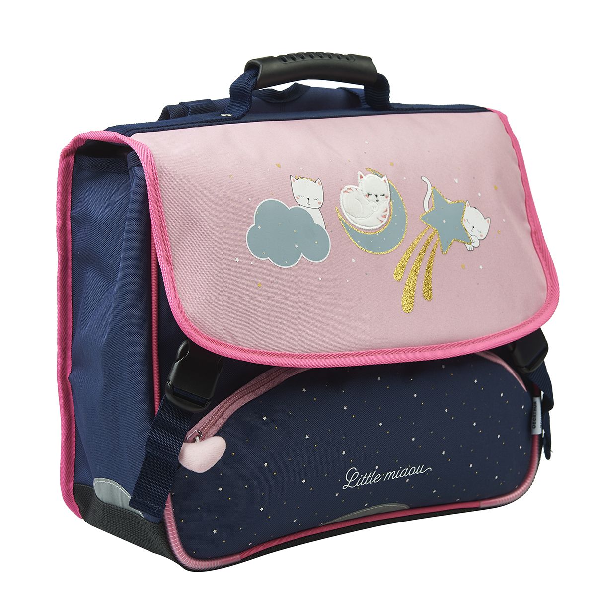 OBERTHUR Cartable 38cm CP/CE1/CE2 rose et bleu chatons