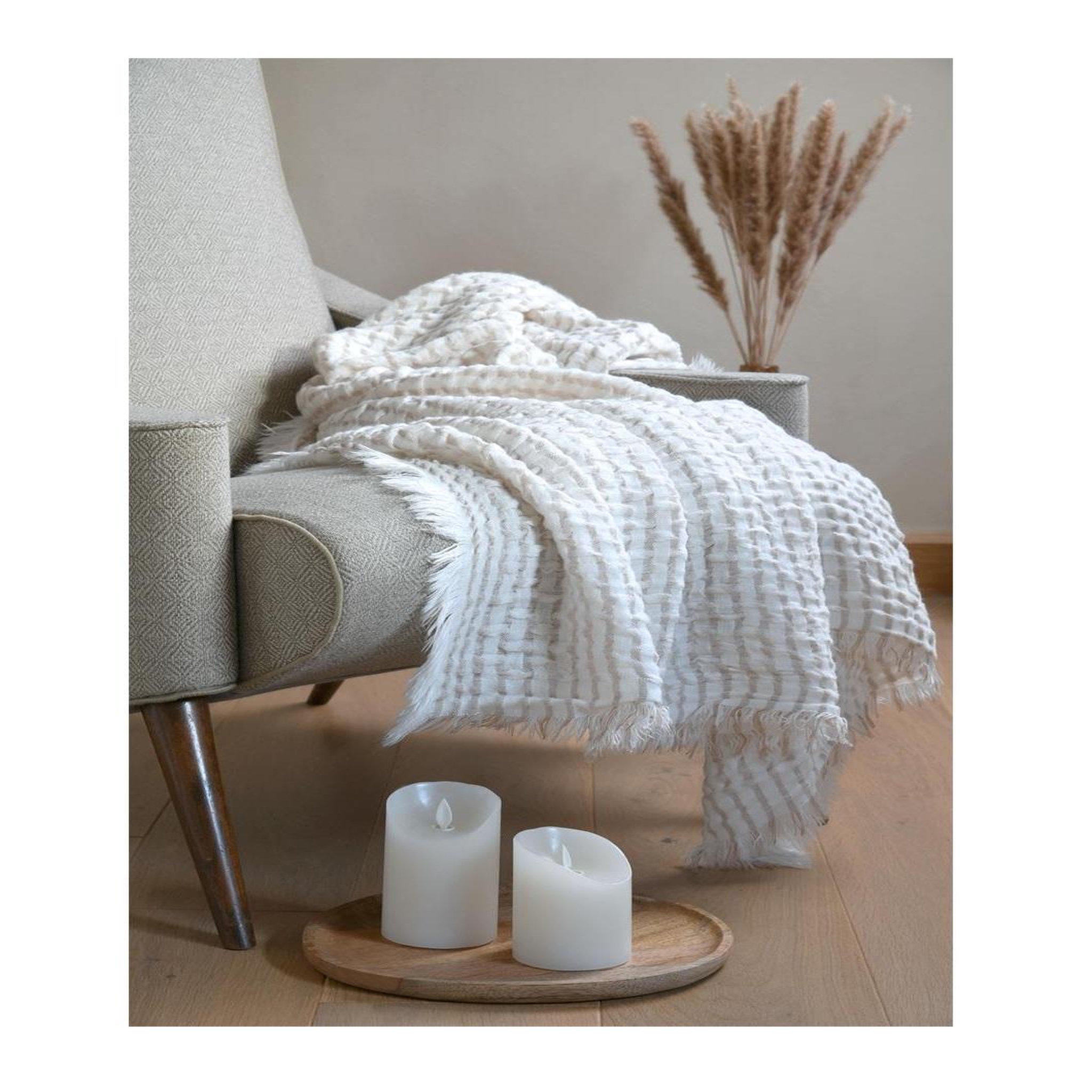 Voir la diapositive 2 : Eden Plaid a franges alfie design et moderne