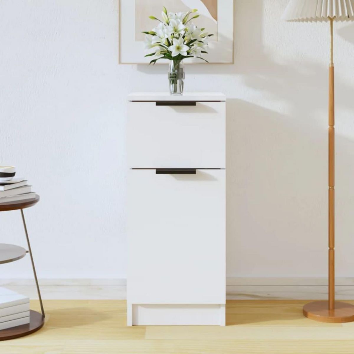 VIDAXL Buffet Blanc brillant 30x30x70 cm Bois d'ingenierie