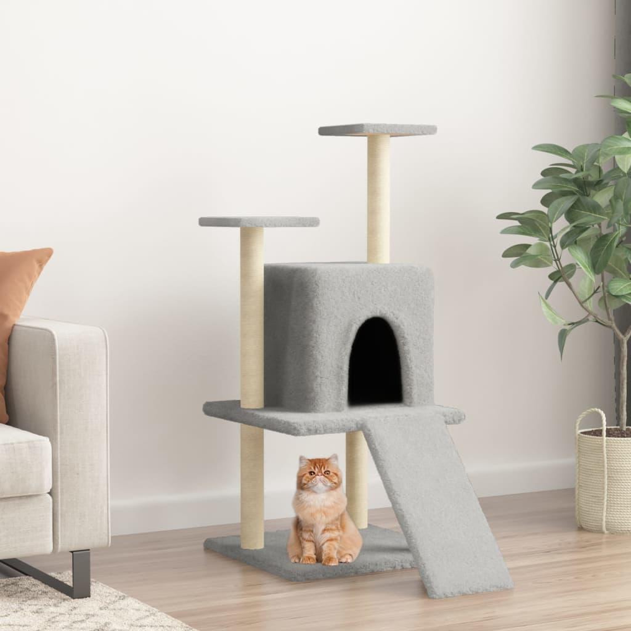 VIDAXL Arbre a chat avec griffoirs en sisal gris clair 110 cm