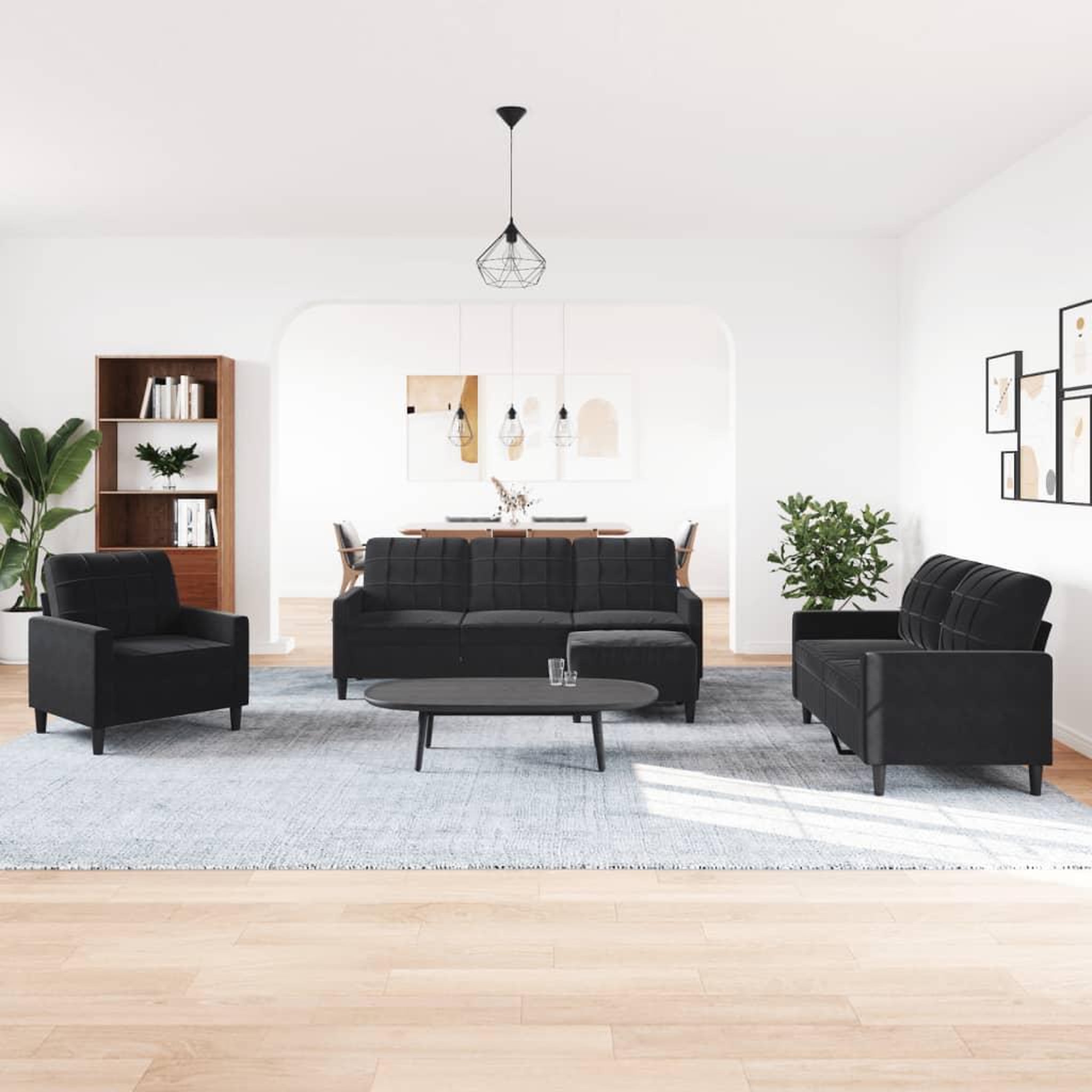 Voir la diapositive 3 : VIDAXL Ensemble de canapes 4 pcs avec coussins Noir Velours