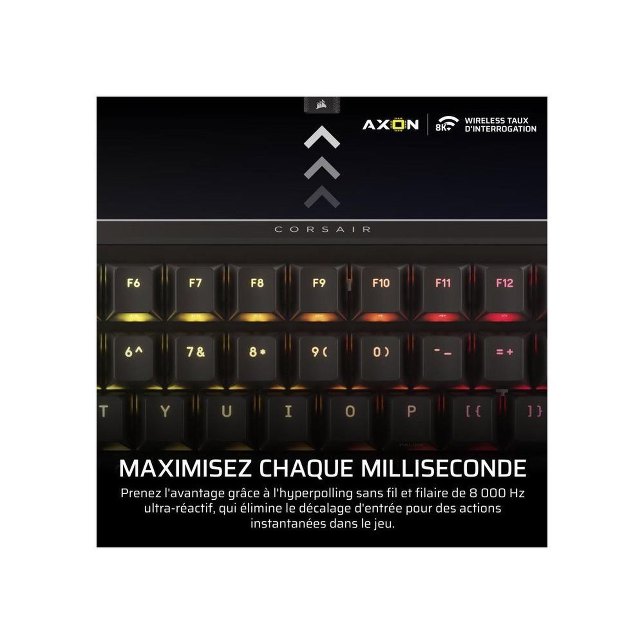 Voir la diapositive 3 : Corsair Clavier gamer mécanique sans fil 96% AZERTY noir MLX Plasma hot-swap avec écran LCD, per-key RGB 16,8 M et molette, tri-mode 2,4 GHz Bluetooth USB-C