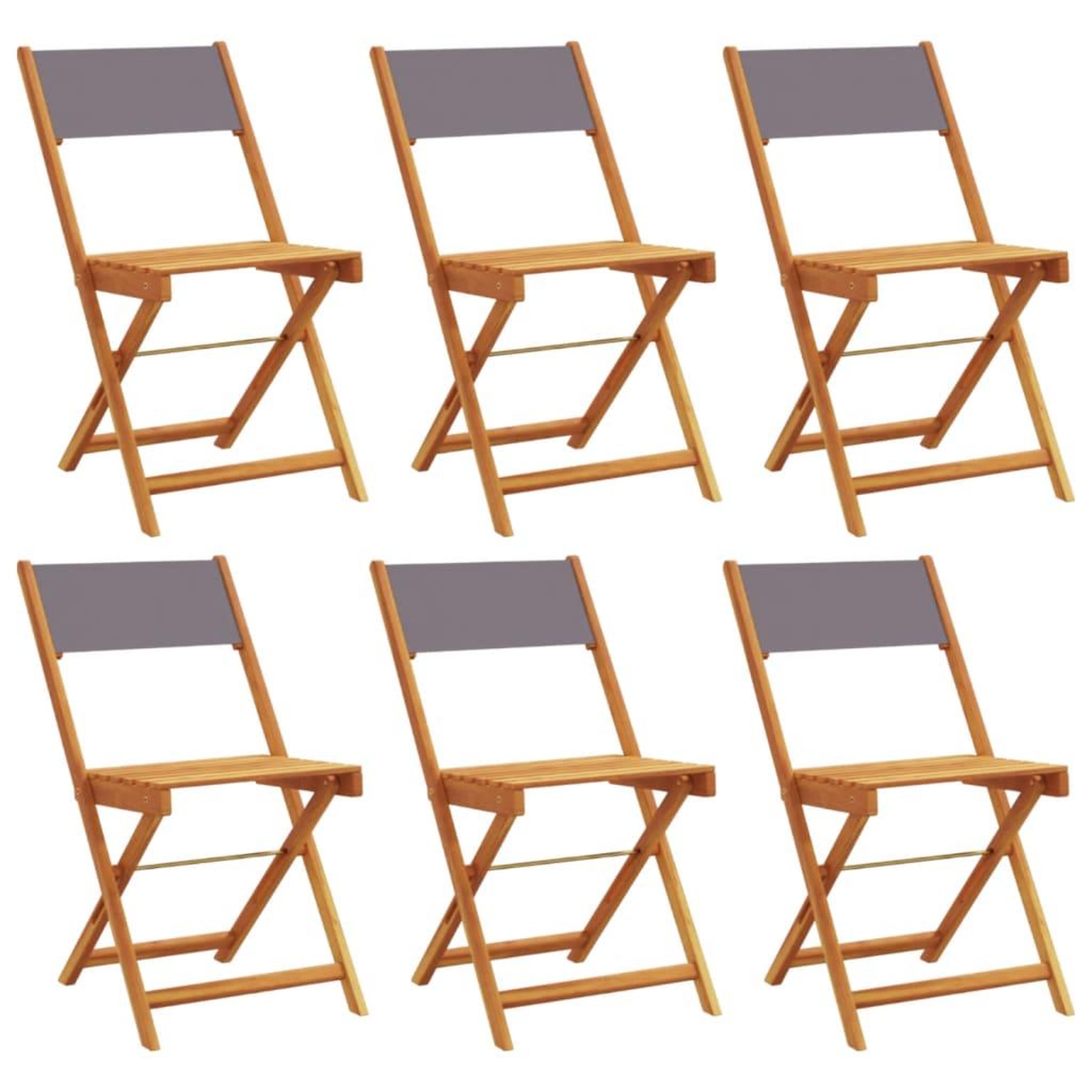 Voir la diapositive 2 : VIDAXL Chaises de jardin pliantes lot de 6 tissu et bois massif