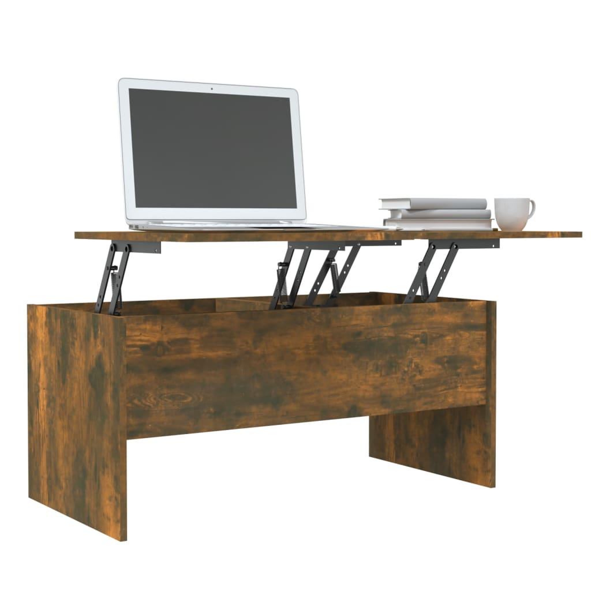 Voir la diapositive 4 : VIDAXL Table basse Chene fume 102x50,5x46,5 cm Bois d'ingenierie