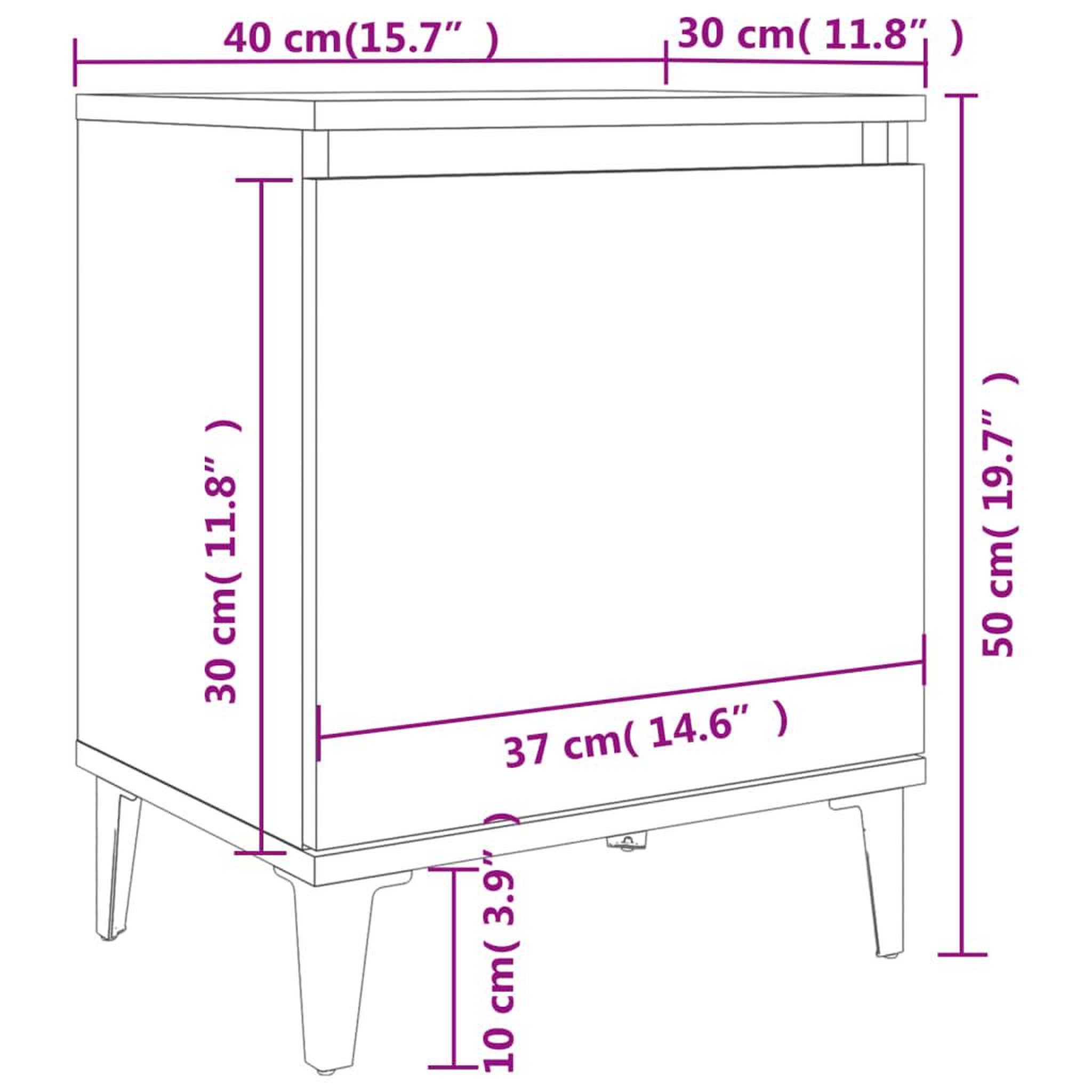 Voir la diapositive 6 : VIDAXL Table de chevet avec pieds en metal Chene fume 40x30x50 cm