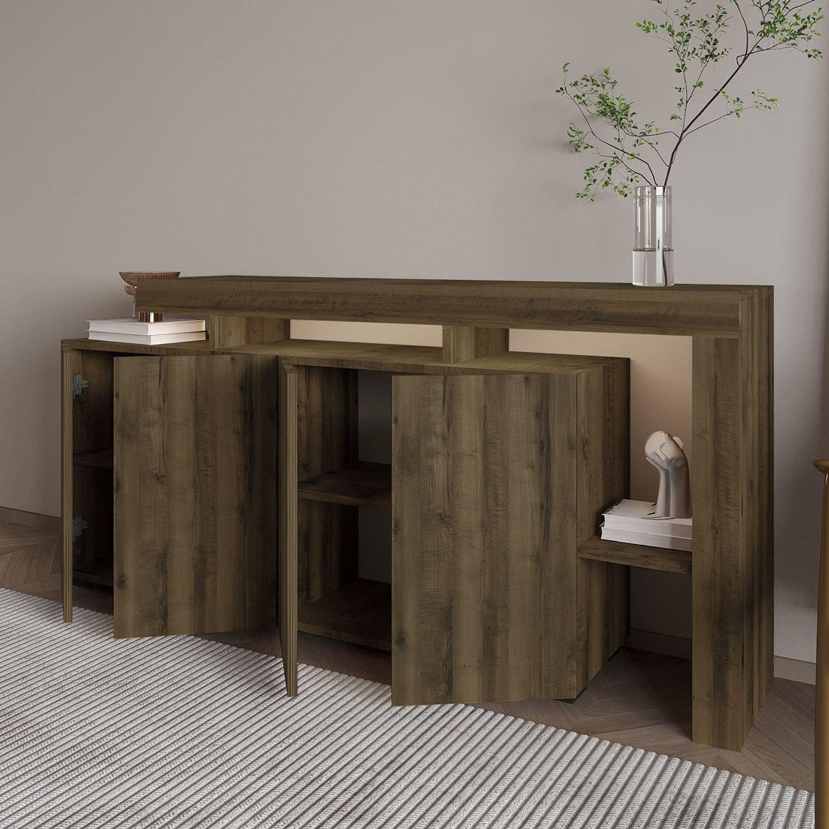 Habitat et Jardin Buffet en bois  Beliz  - 170 x 35 x 80 cm - Noyer Antique