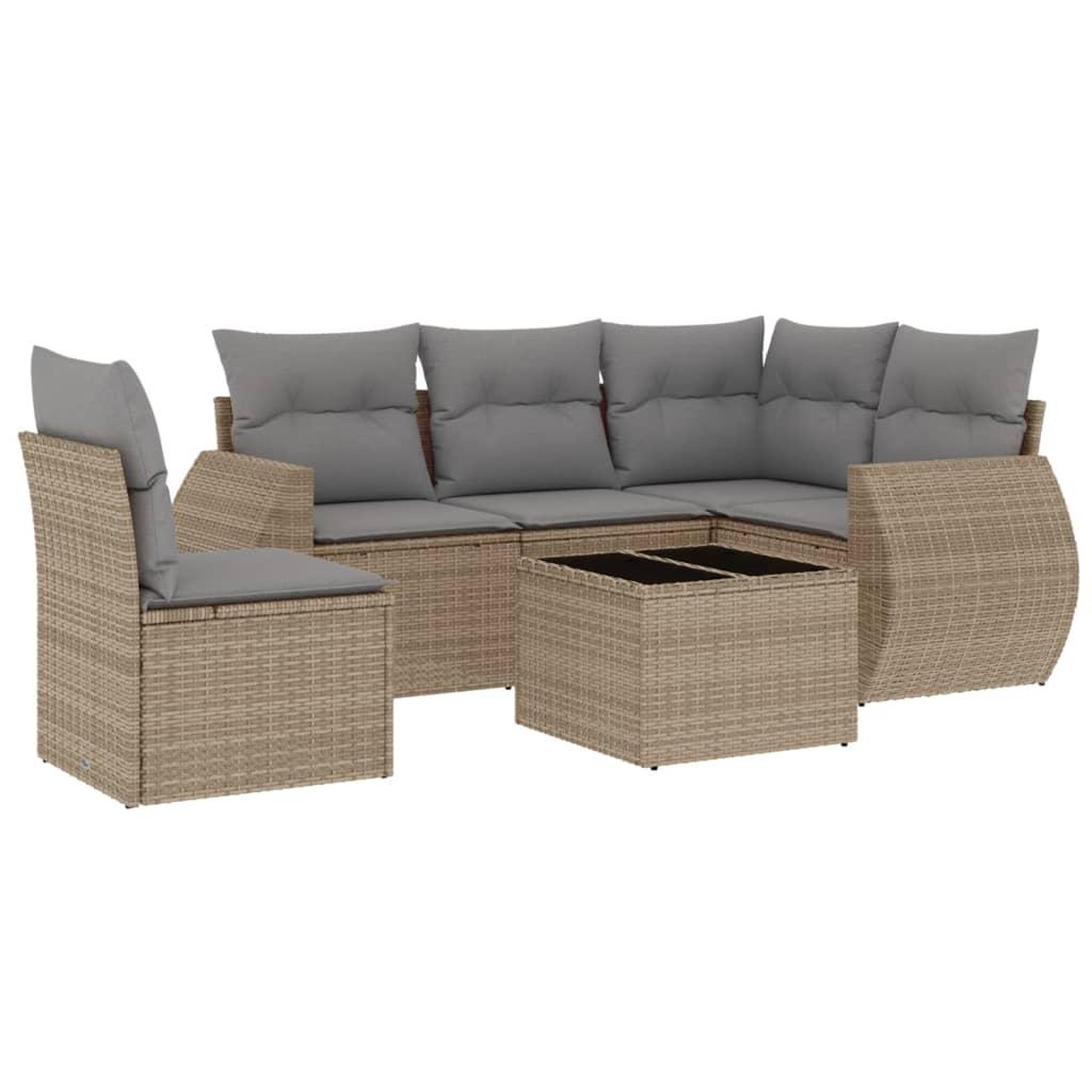 VIDAXL Salon de jardin avec coussins 6 pcs beige resine tressee