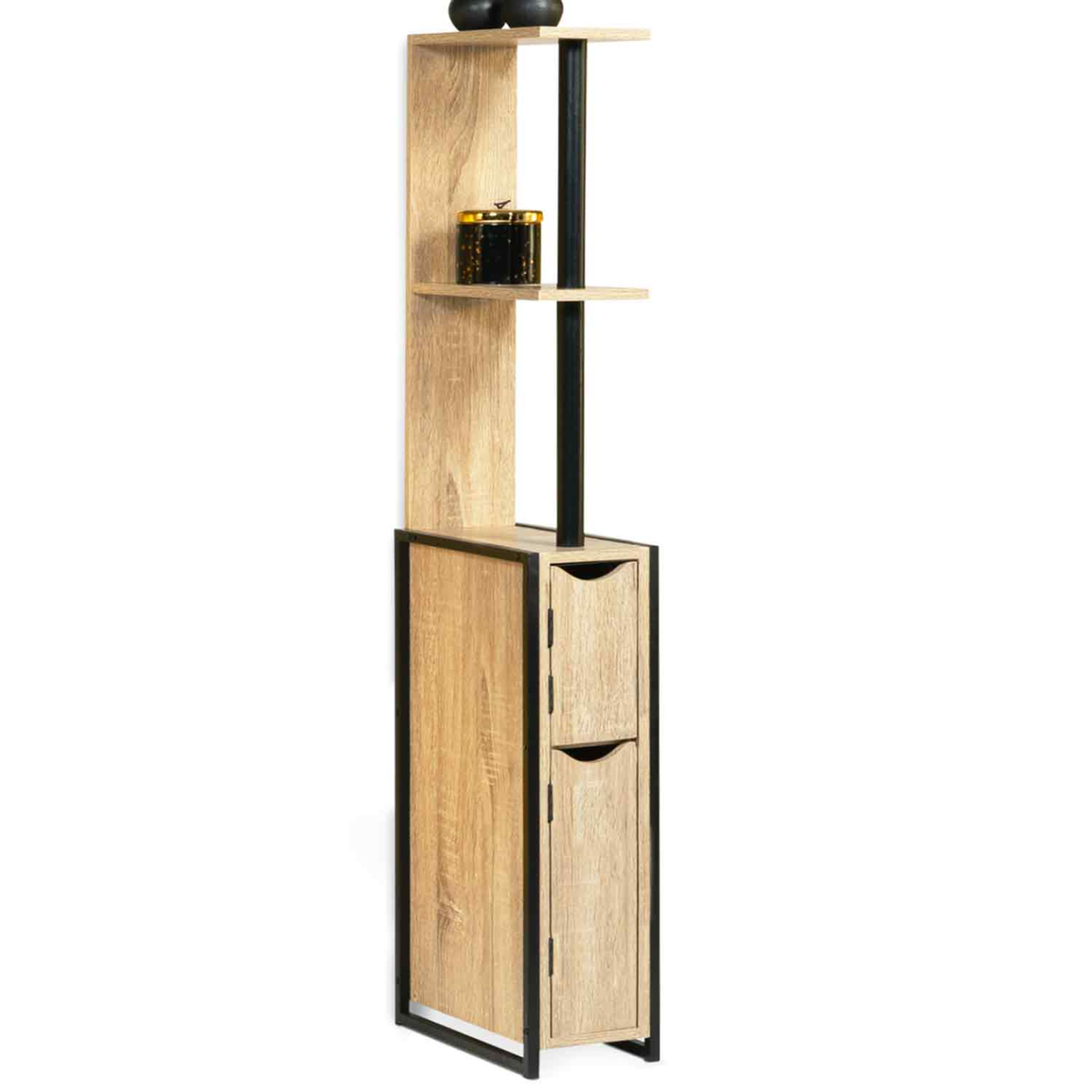ID MARKET Meuble wc 2 portes detroit avec étagères design industriel