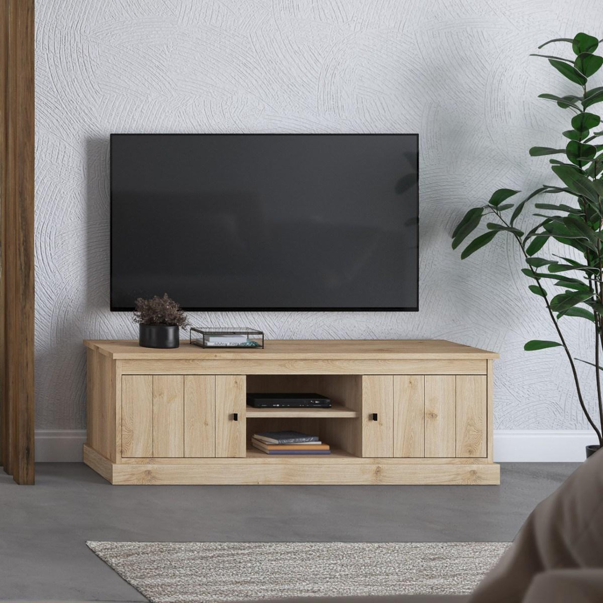 Voir la diapositive 2 : JLC KREATION Meuble tv moderne en bois 2 portes valentine
