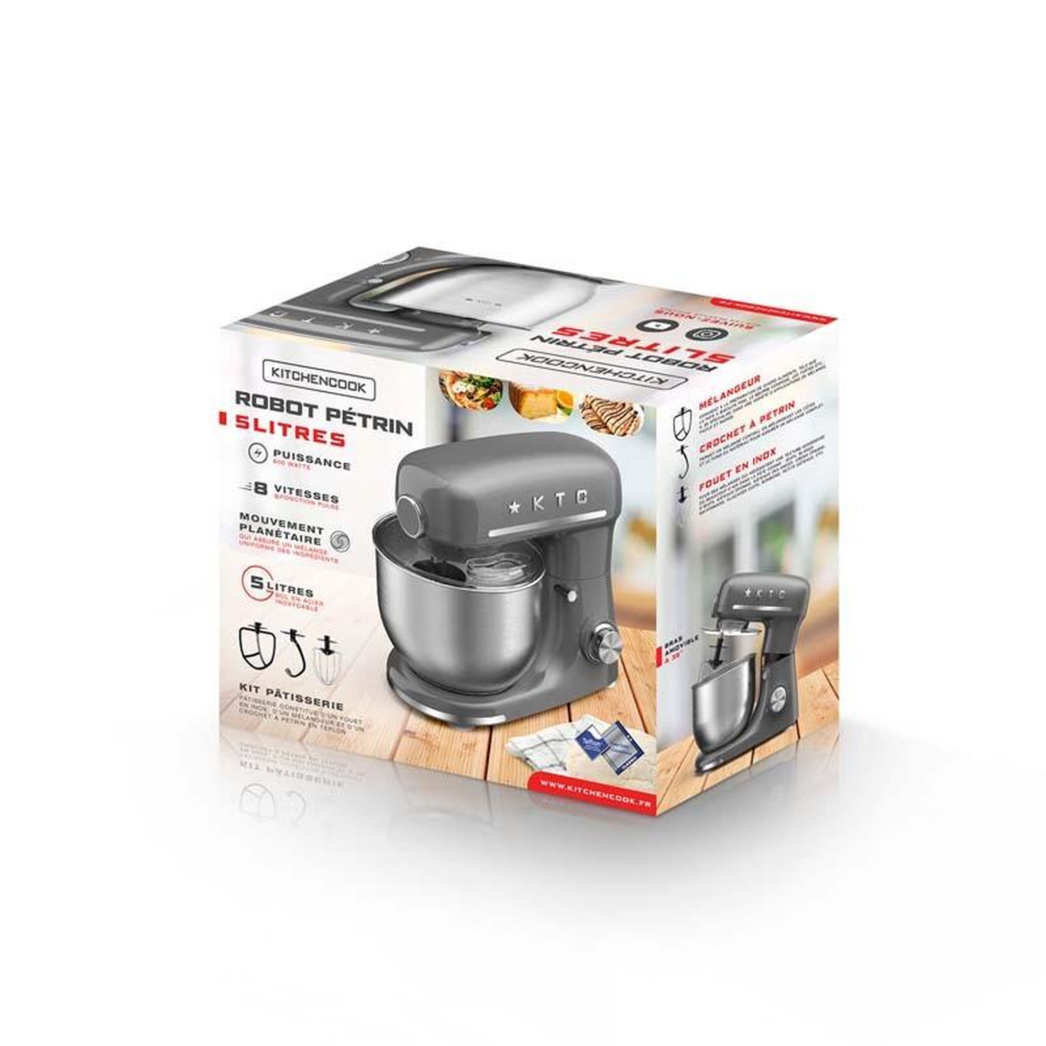 Voir la diapositive 5 : KITCHENCOOK Robot pétrin 5l inspiron grey kitchencook