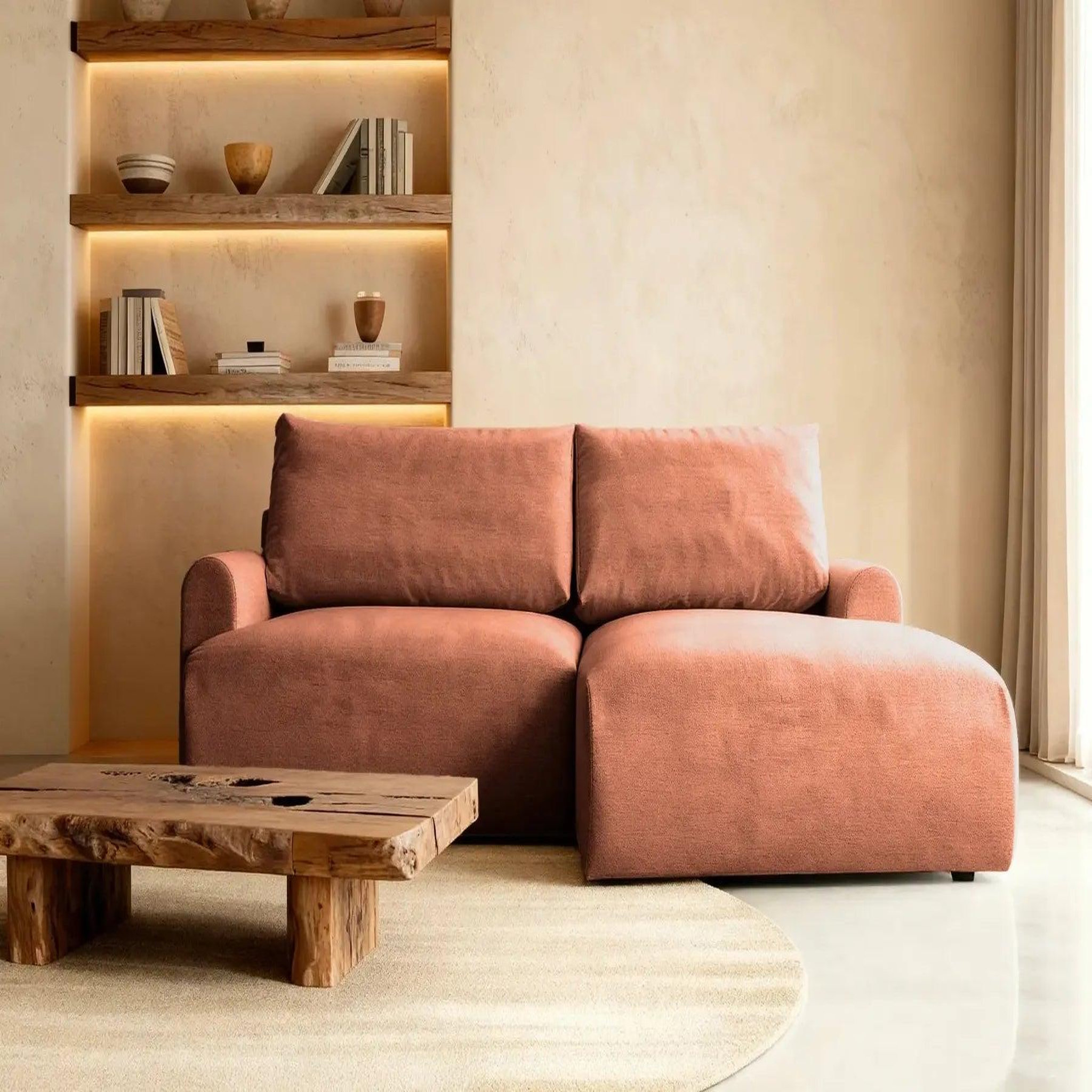 Voir la diapositive 3 : CASANOVA PARIS Raphaelle - canapé d'angle convertible tissu lisse 4 places gauche