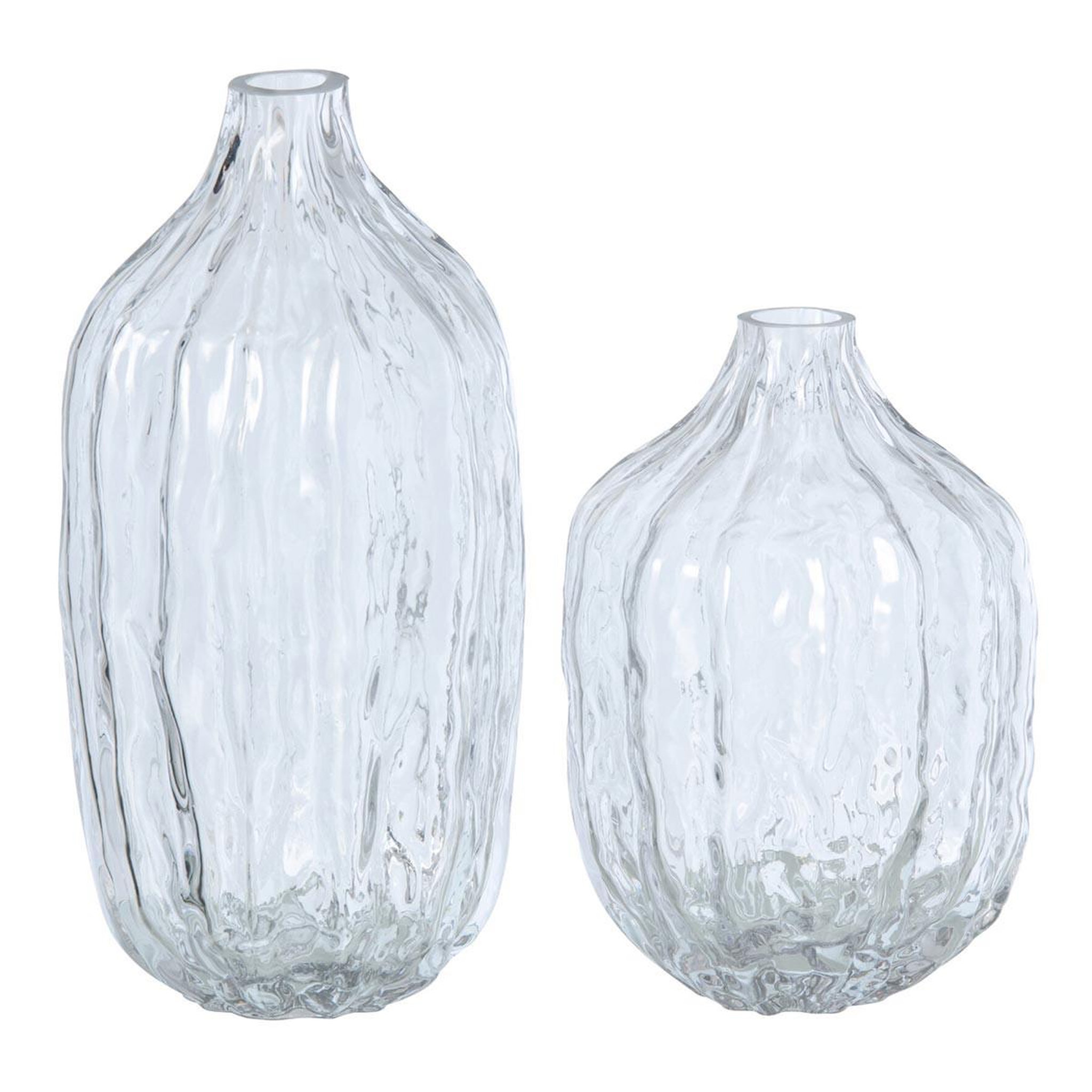 J-LINE Lot de 2 Vases en Verre  Rurik  25cm Transparent
