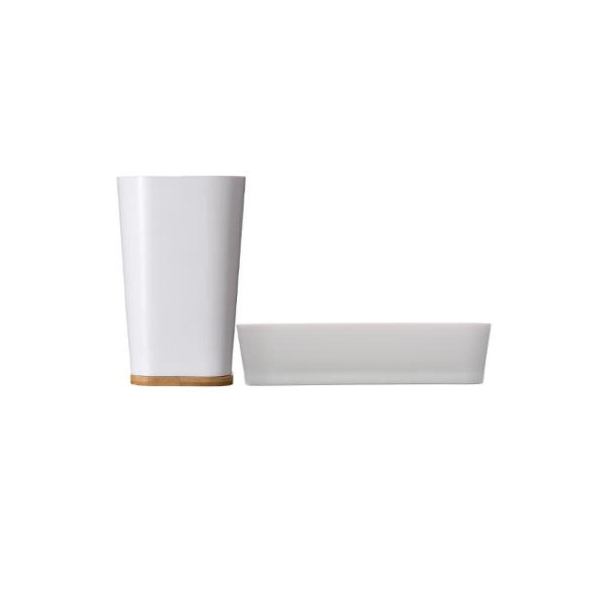 Voir la diapositive 2 : FIVE Porte savon & gobelet  natureo  11cm blanc
