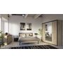 Voir la diapositive 1 : Chambre complète Lit 140x190cm + 2 chevet + 1 commode + 1 armoire KANSAS