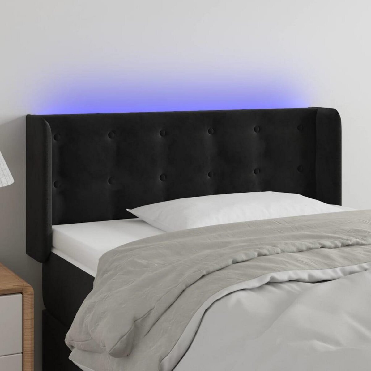 VIDAXL Tete de lit a LED Noir 93x16x78/88 cm Velours