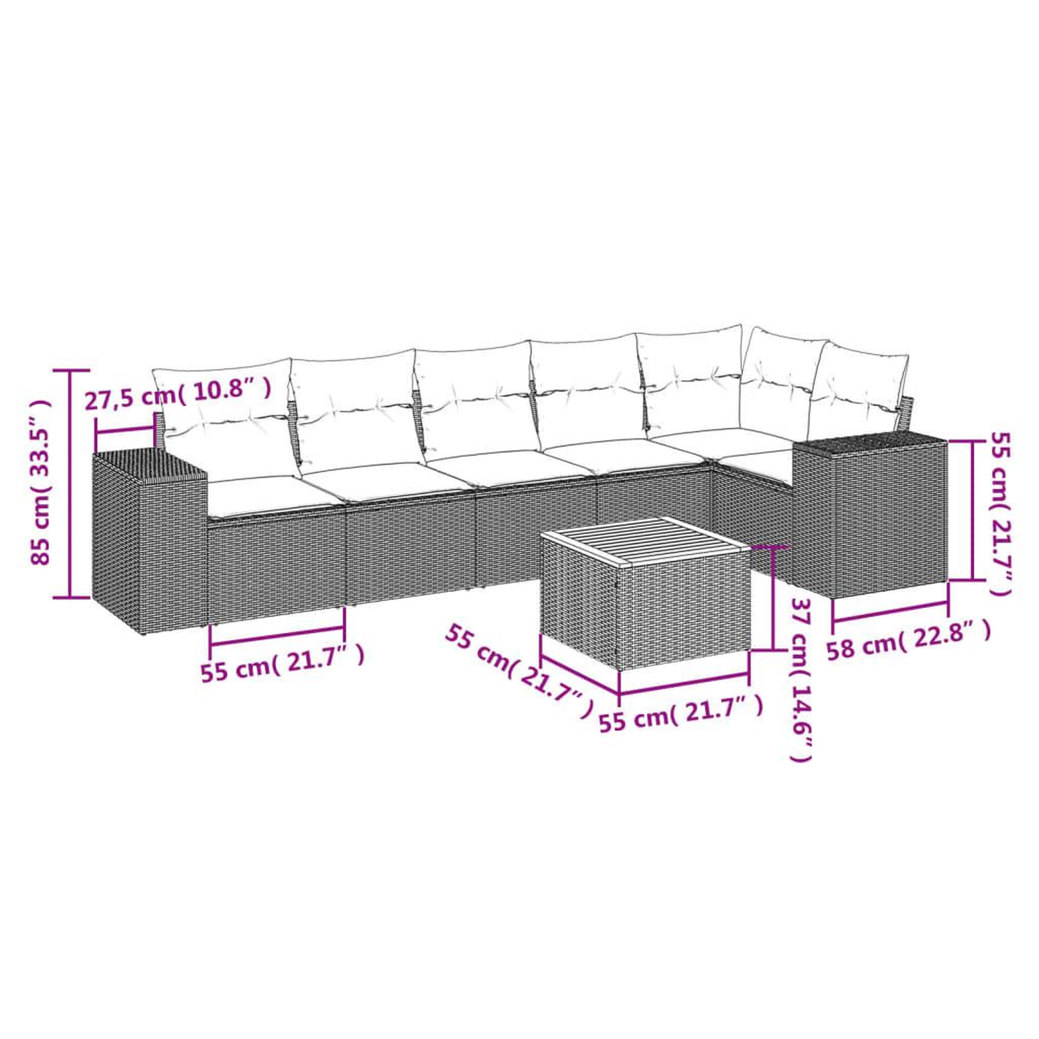 Voir la diapositive 3 : VIDAXL Salon de jardin avec coussins 7 pcs beige resine tressee