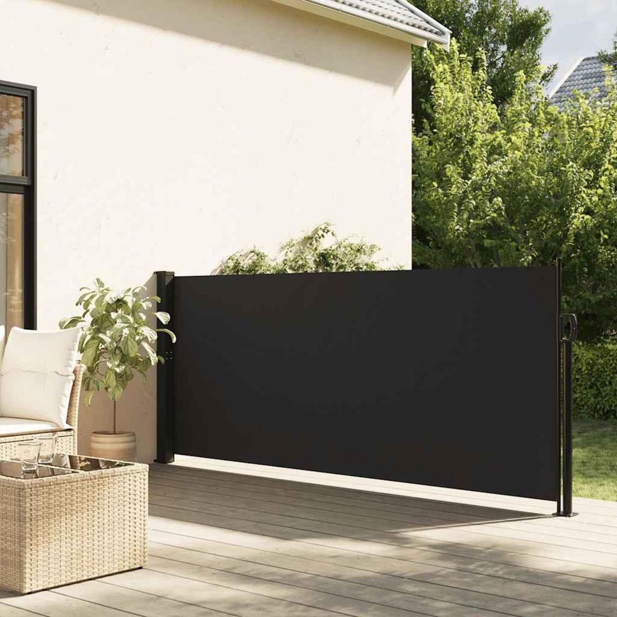 VIDAXL Auvent lateral retractable noir 140x500 cm