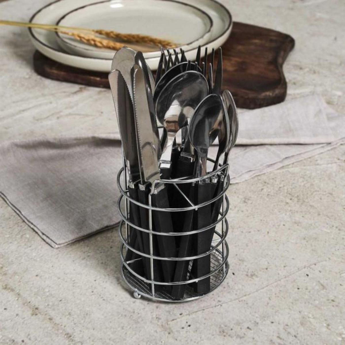 Paris Prix Ménagère 16 Pièces Avec Support  Essentiel  23cm Gris