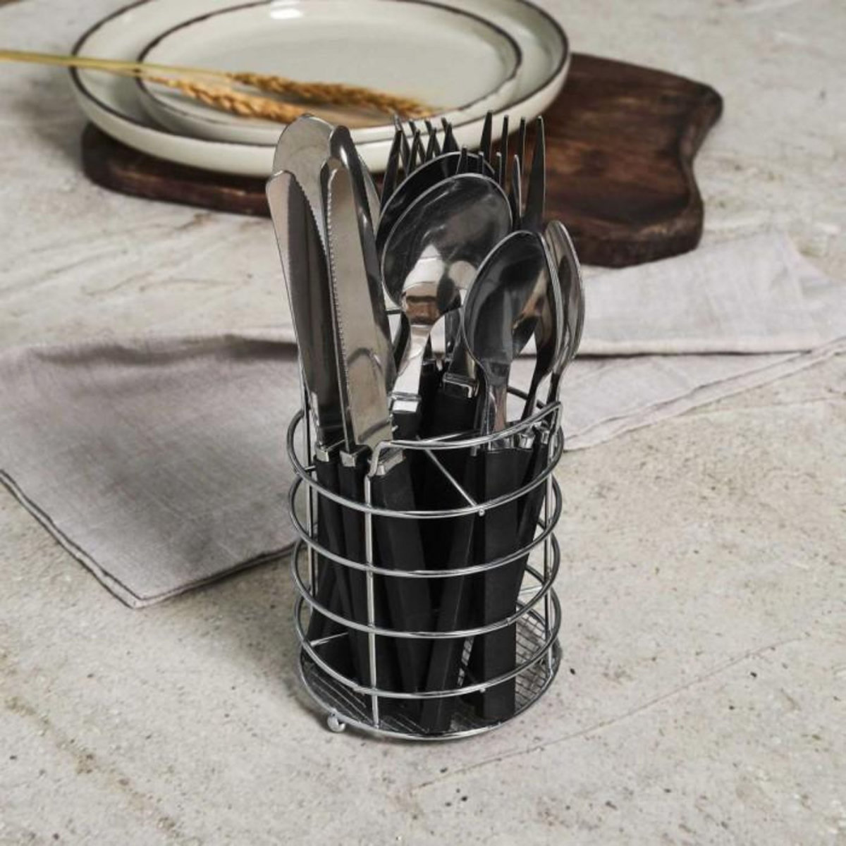 Paris Prix Ménagère 16 Pièces Avec Support  Essentiel  23cm Gris