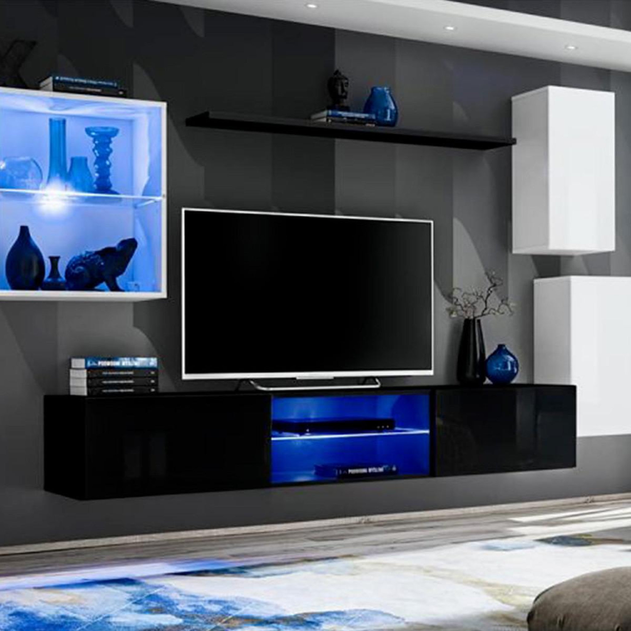 Paris Prix Ensemble meuble tv design  switch xxiii  250cm blanc & noir