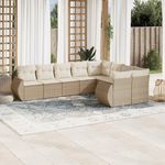 VIDAXL Salon de jardin avec coussins 9 pcs beige resine tressee