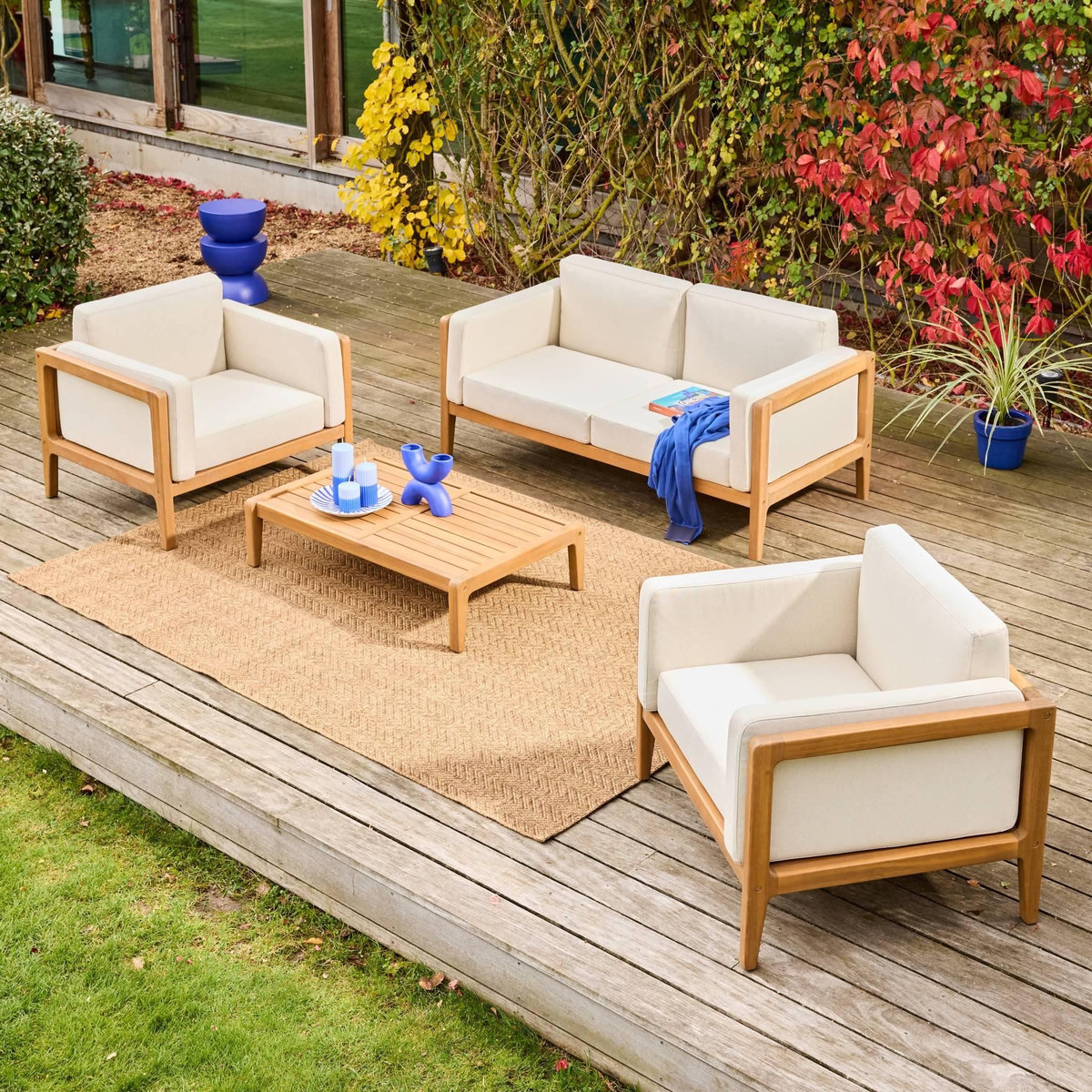 SWEEEK Salon de jardin bois d'acacia 4 places naturel - Oruni