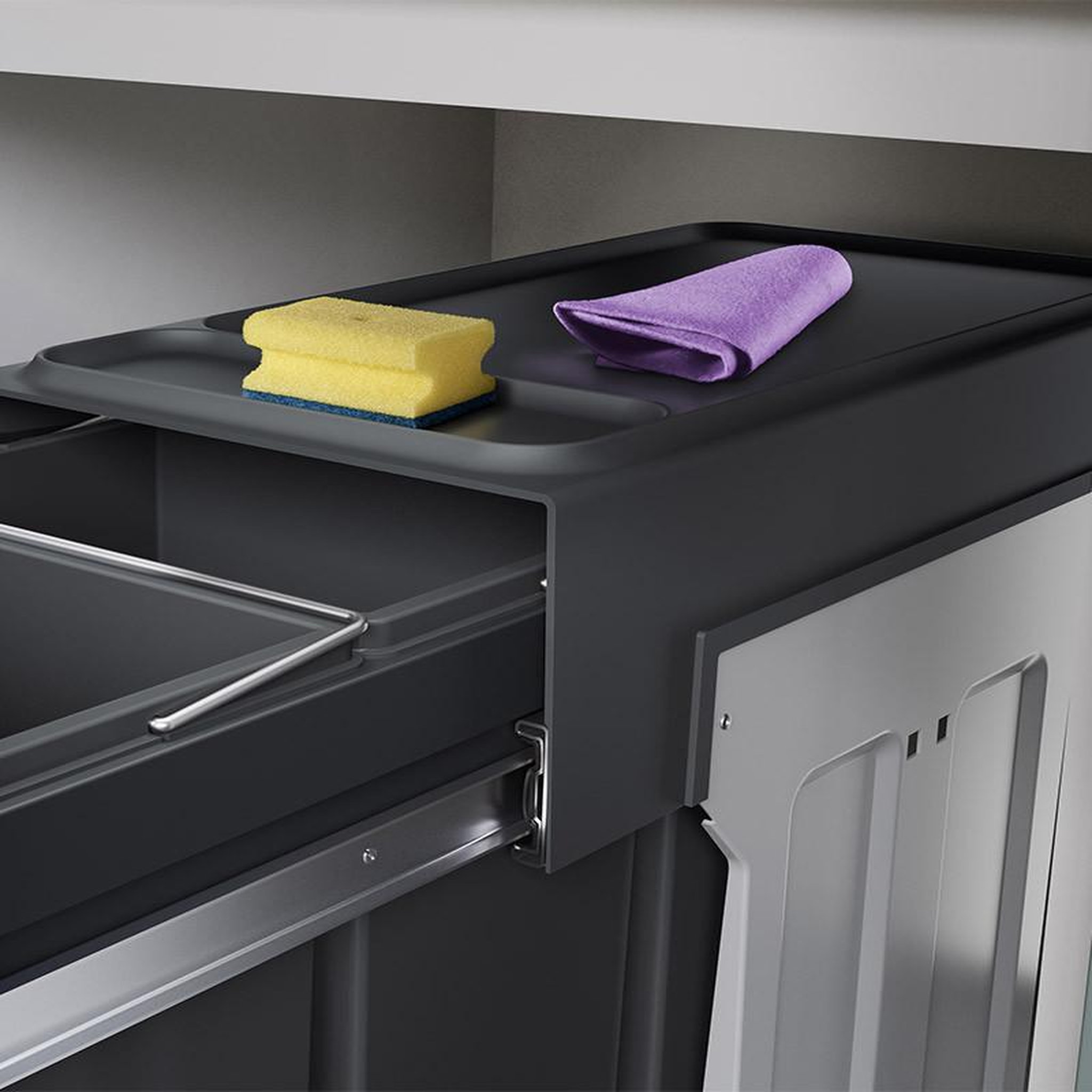 Voir la diapositive 4 : HAILO Poubelle de tri sélectif encastrable 30 litres (10+10+10) hailo ecoline design l trio