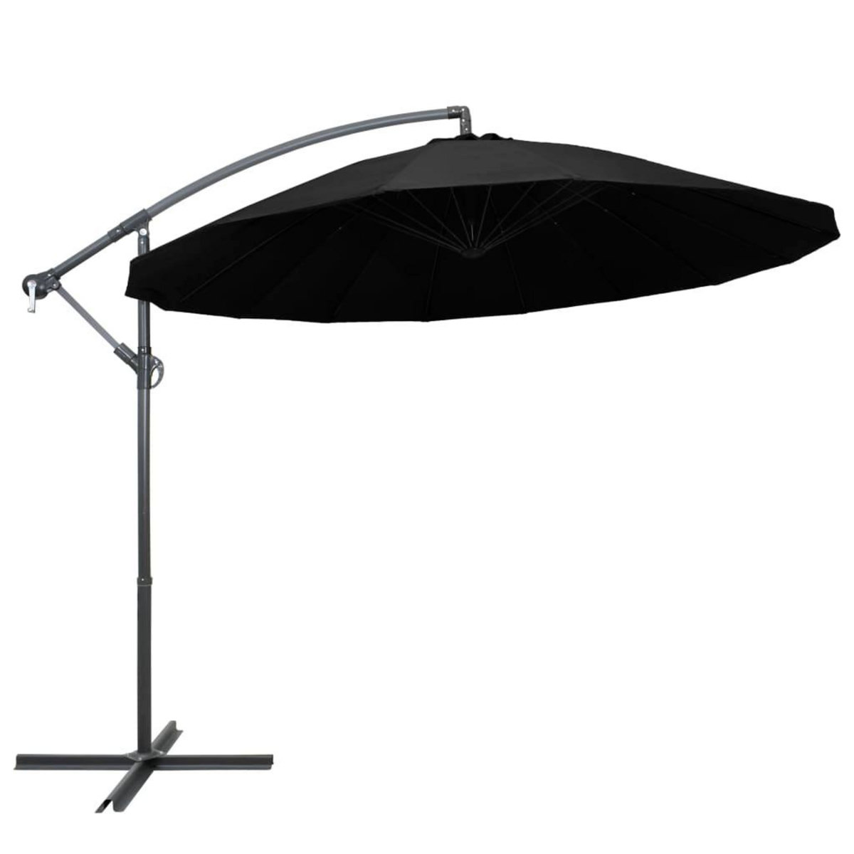 VIDAXL Parasol suspendu avec poteau noir 3 m