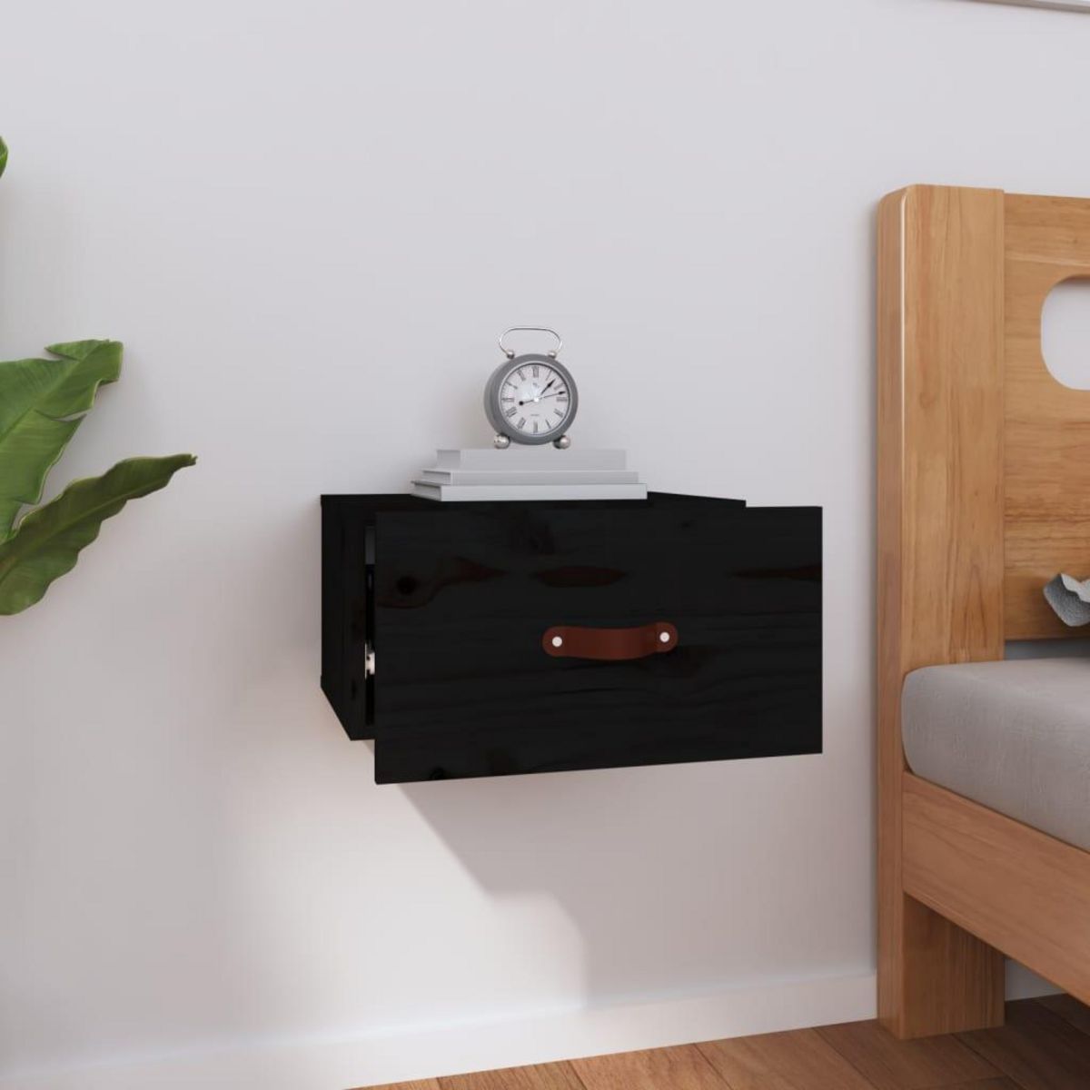 VIDAXL Table de chevet murale Noir 40x29,5x22 cm