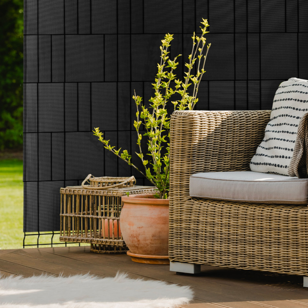 ID MARKET Kit de lamelles occultantes PVC souples noires horizontales 35 M