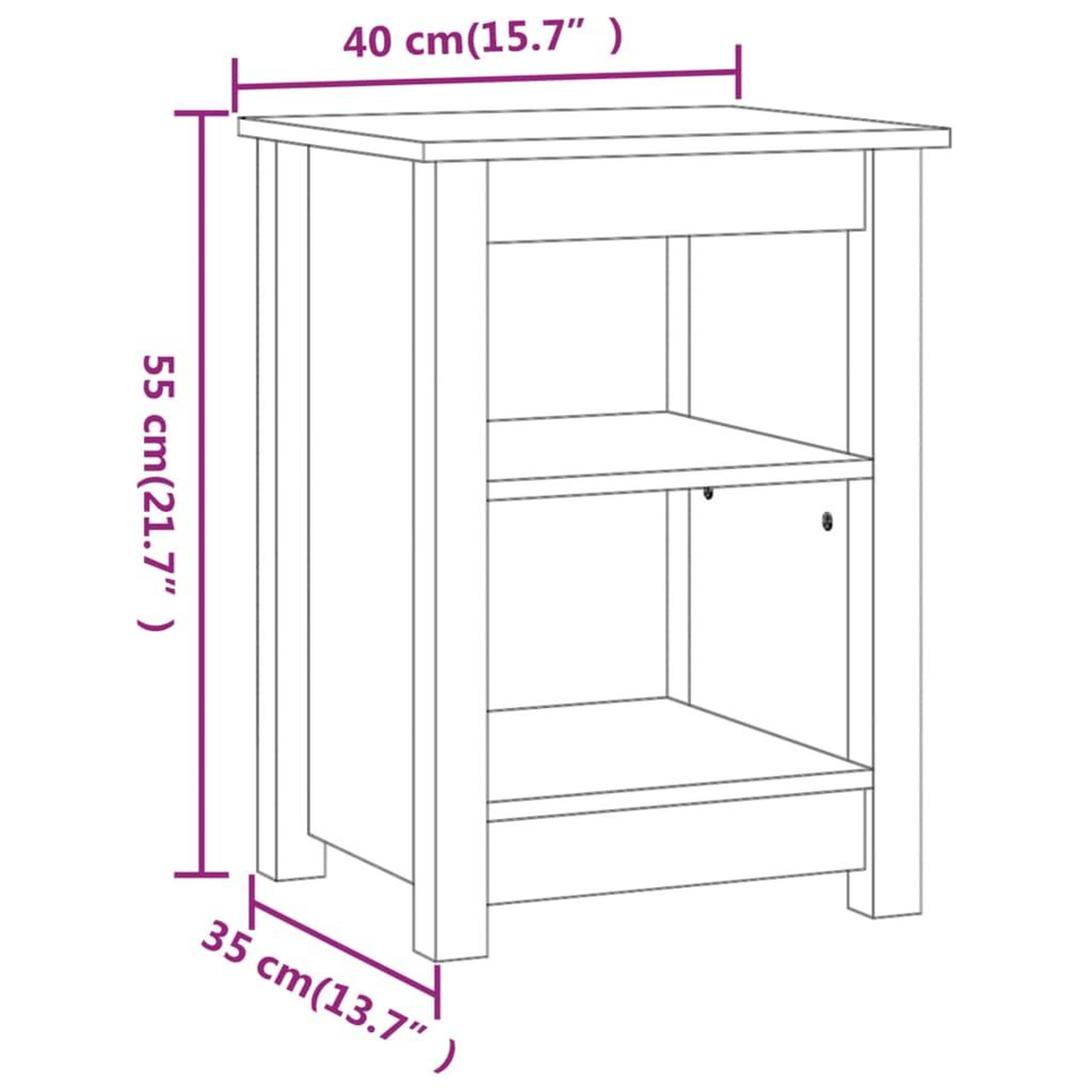 Voir la diapositive 6 : VIDAXL Table de chevet Marron miel 40x35x55 cm Bois de pin solide