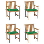 VIDAXL Chaises de jardin lot de 4 et coussins vert Bois de teck solide