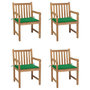 Voir la diapositive 1 : VIDAXL Chaises de jardin lot de 4 et coussins vert Bois de teck solide
