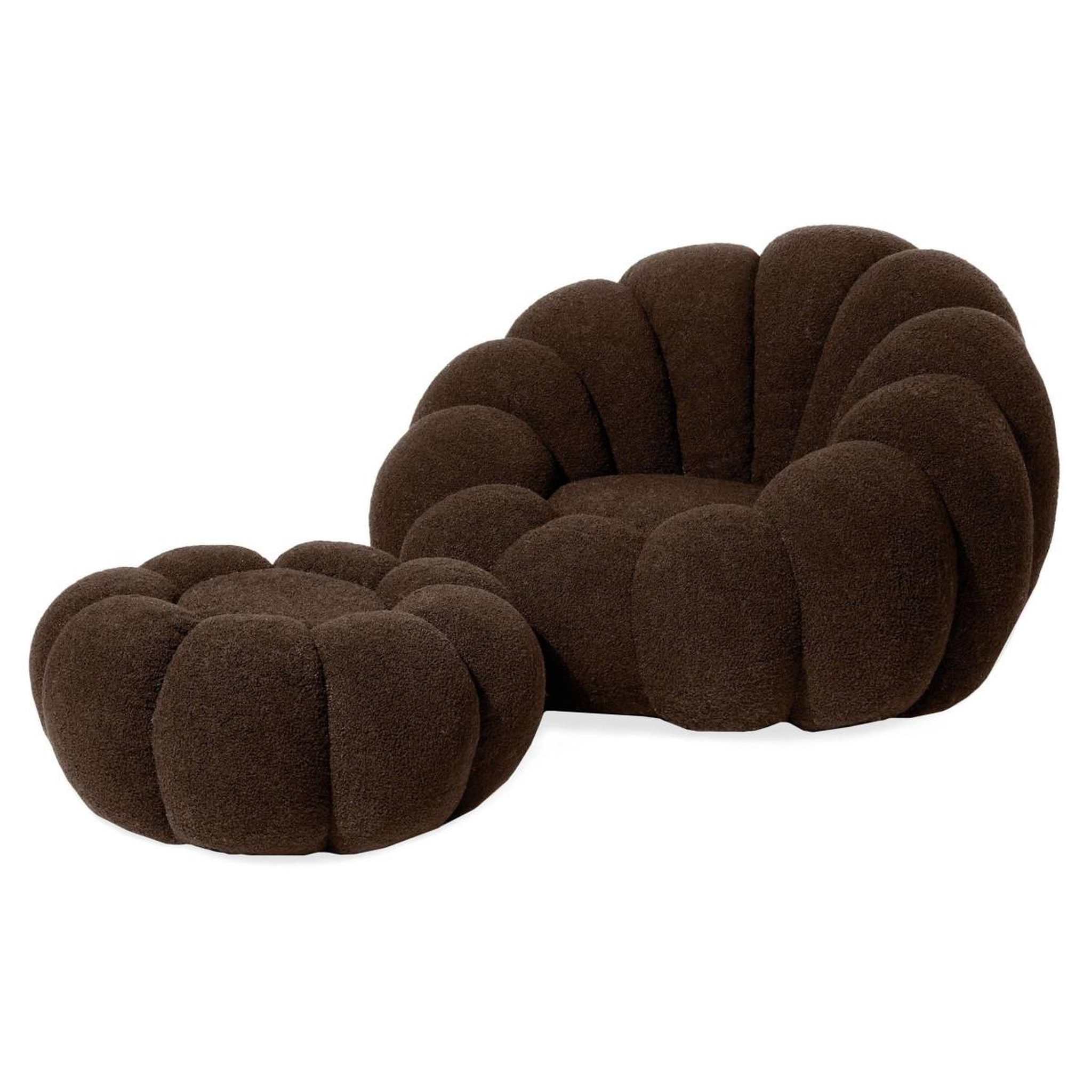 Voir la diapositive 2 : Paris Prix Fauteuil design coquillage  bouclette  98cm marron