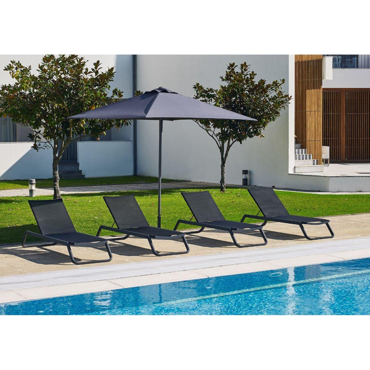 EZPELETA Parasol droit 250x250cm en aluminium gris anthracite EOLO