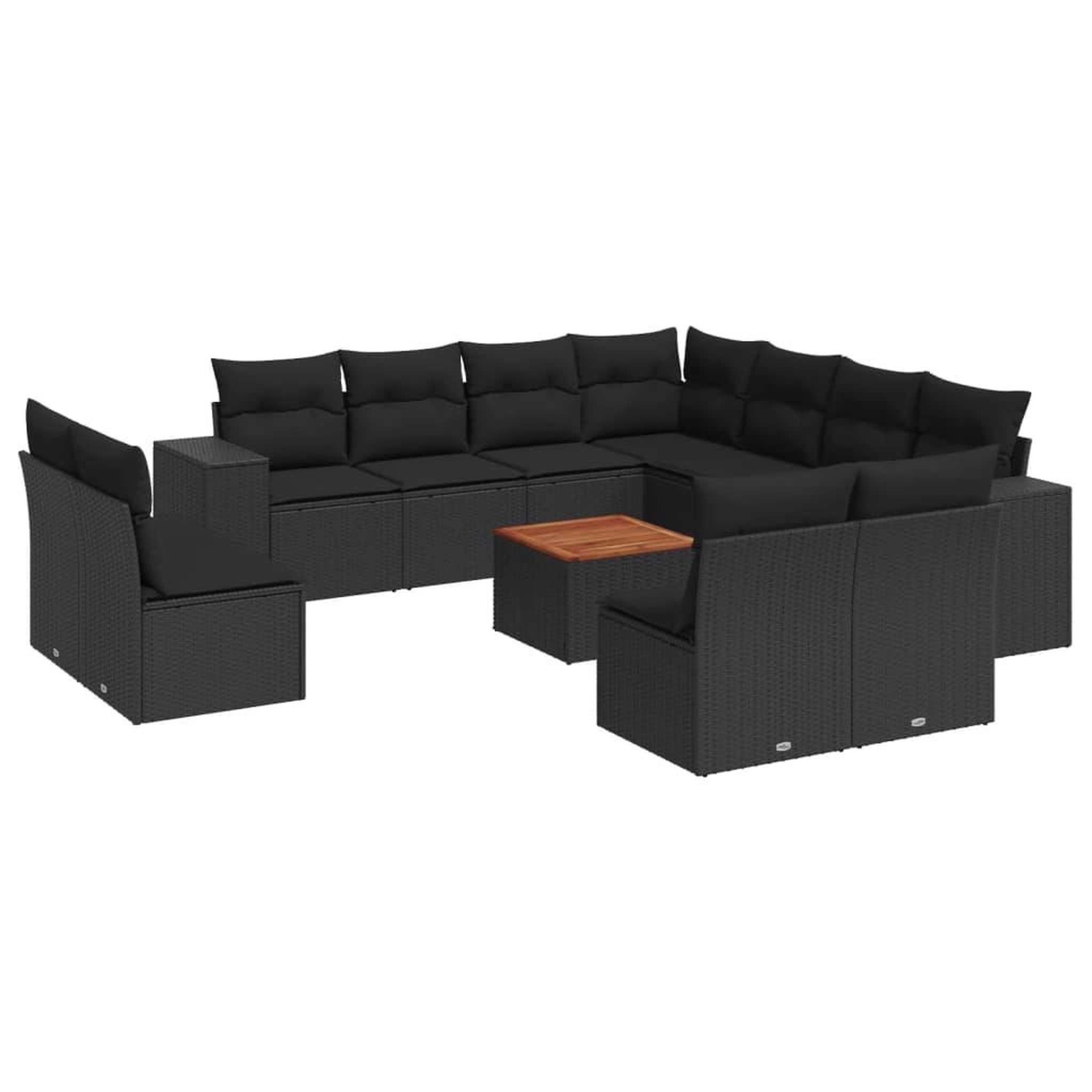 Voir la diapositive 2 : VIDAXL Salon de jardin 12 pcs avec coussins noir resine tressee